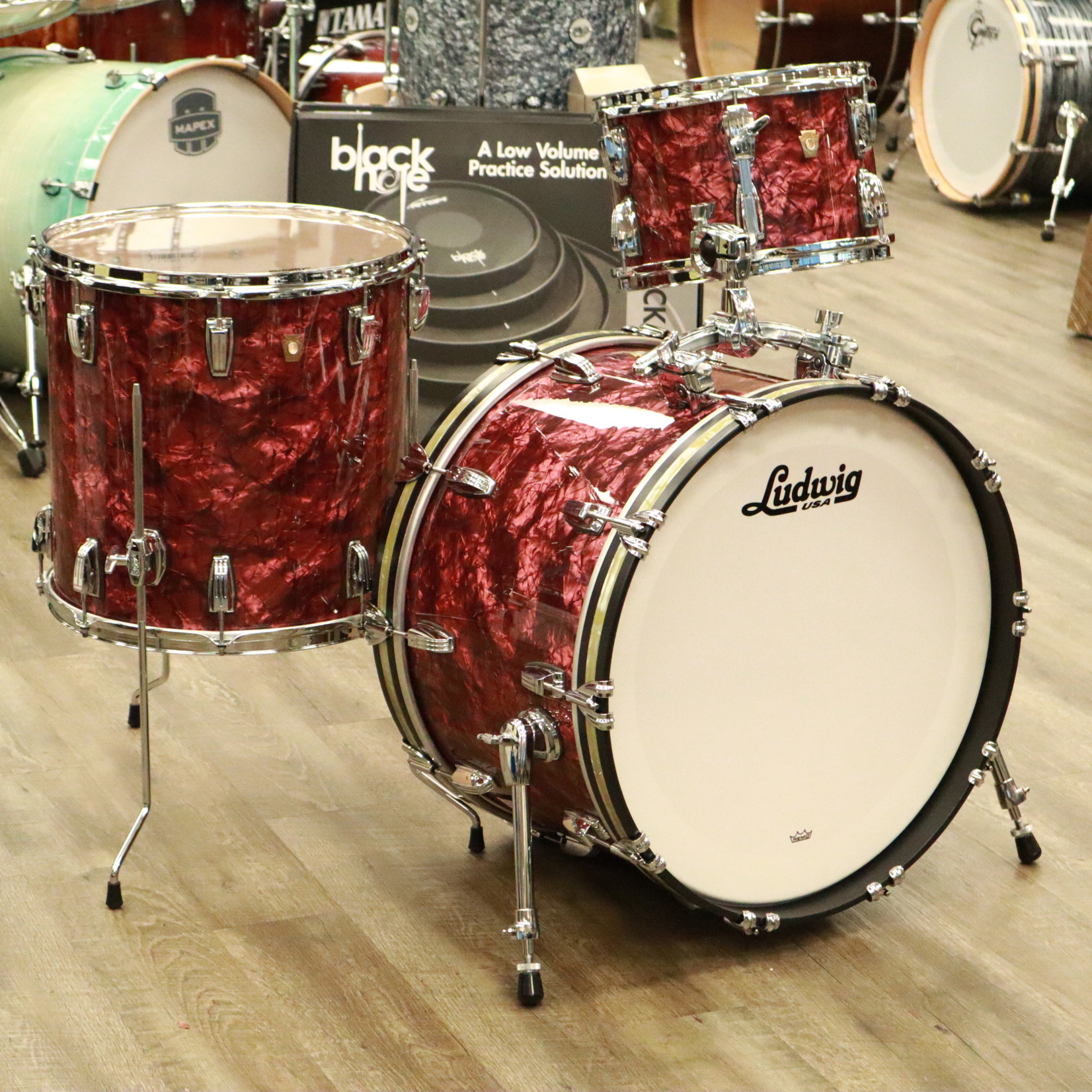 Ludwig Ludwig Classic Maple Shell Pack 12/16/22 (Burgundy Pearl w/ Olive Oyster Pearl Inlay)