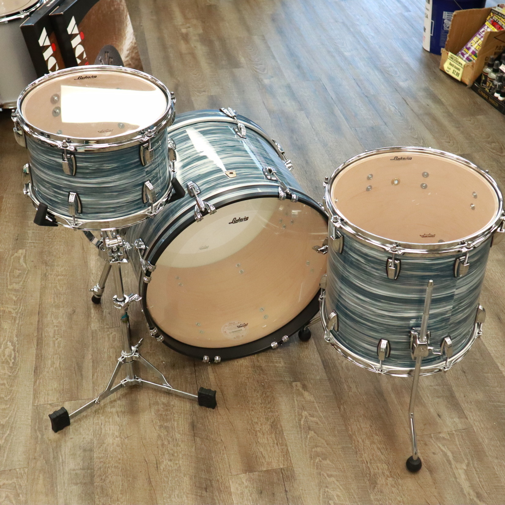Ludwig Ludwig Classic Maple Downbeat 3-Pc Shell Pack 12/14/20 (Vintage Blue Oyster)