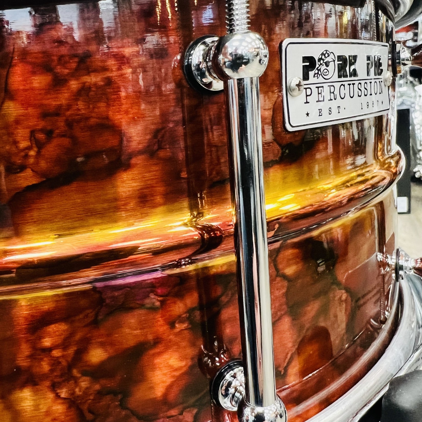 Pork Pie Pork Pie 6.5x14" Patina Brass Snare Drum w/ Alcohol Ink (#5)