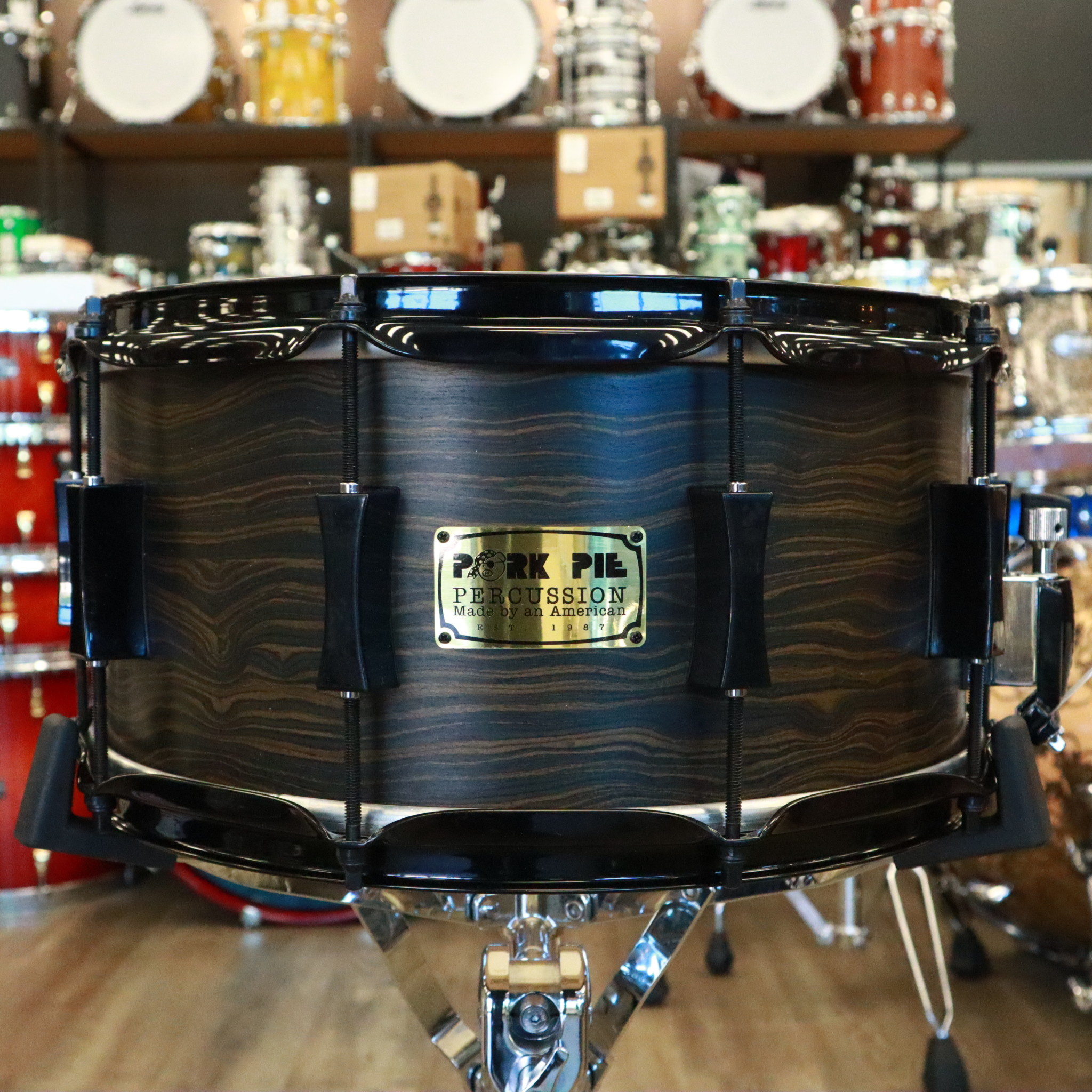 Pork Pie ポークパイ Maple snare スネア drum Black Glass 7X14-