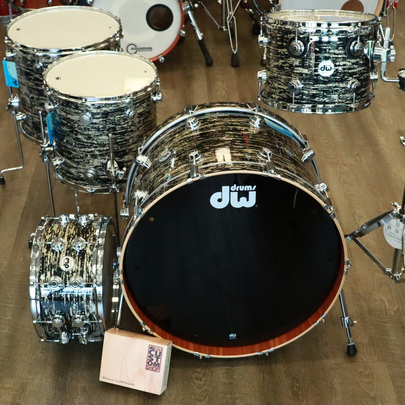 DW DW Collector's Series Maple-Mahogany 5-Piece Shell Pack 12/14/16/24/14s (Black Oyster Glass)