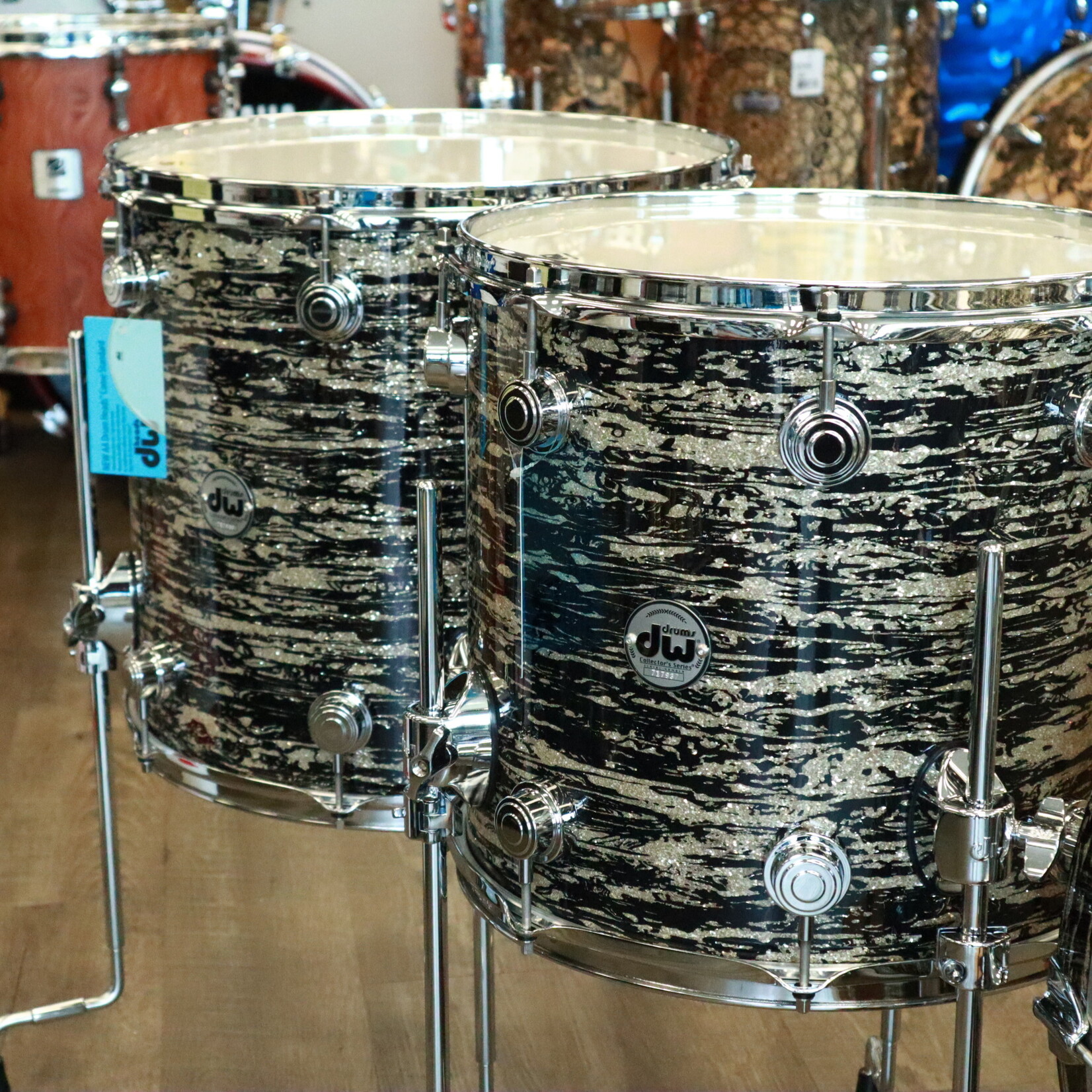 DW DW Collector's Series Maple-Mahogany 5-Piece Shell Pack 12/14/16/24/14s (Black Oyster Glass)