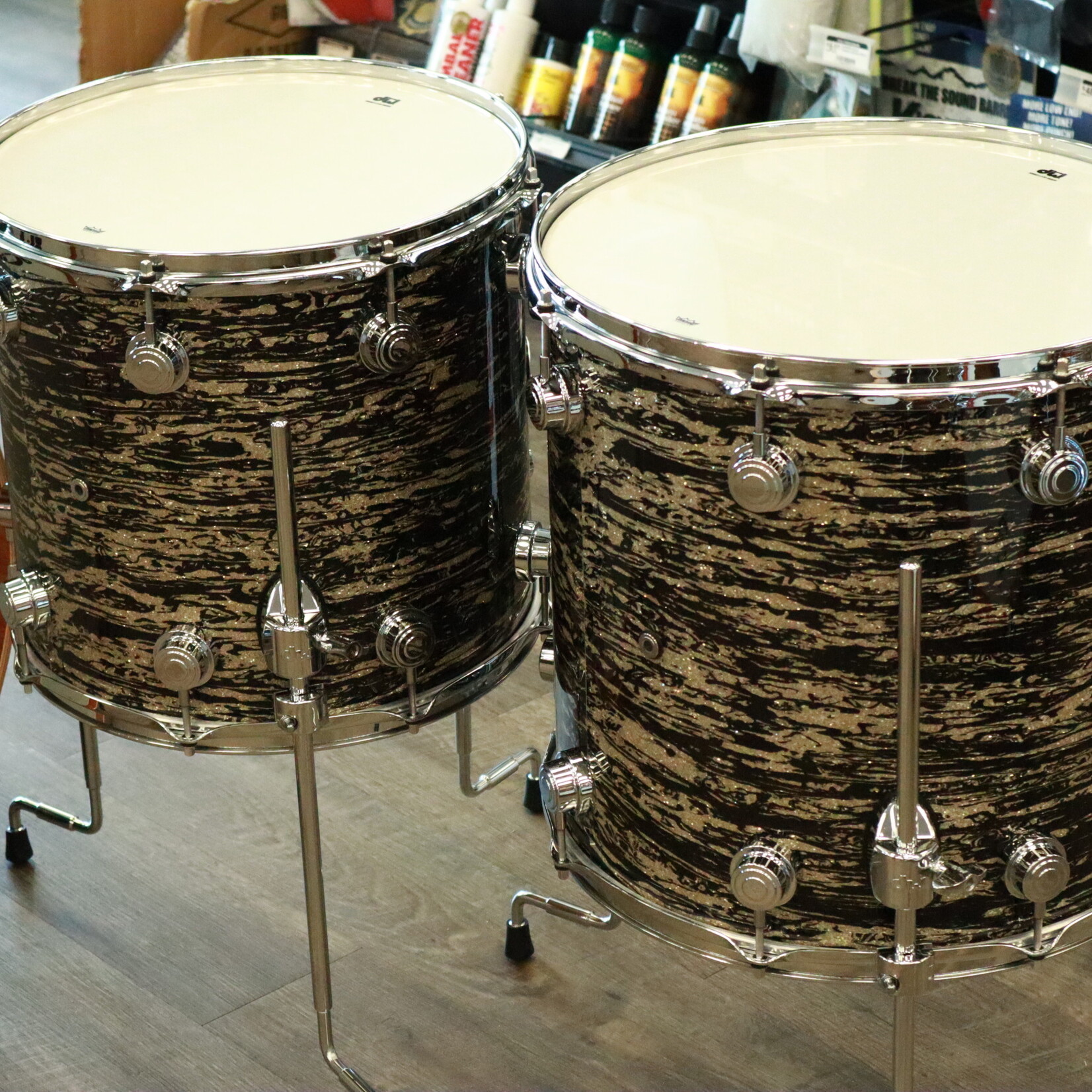 DW DW Collector's Series Maple-Mahogany 5-Piece Shell Pack 12/14/16/24/14s (Black Oyster Glass)