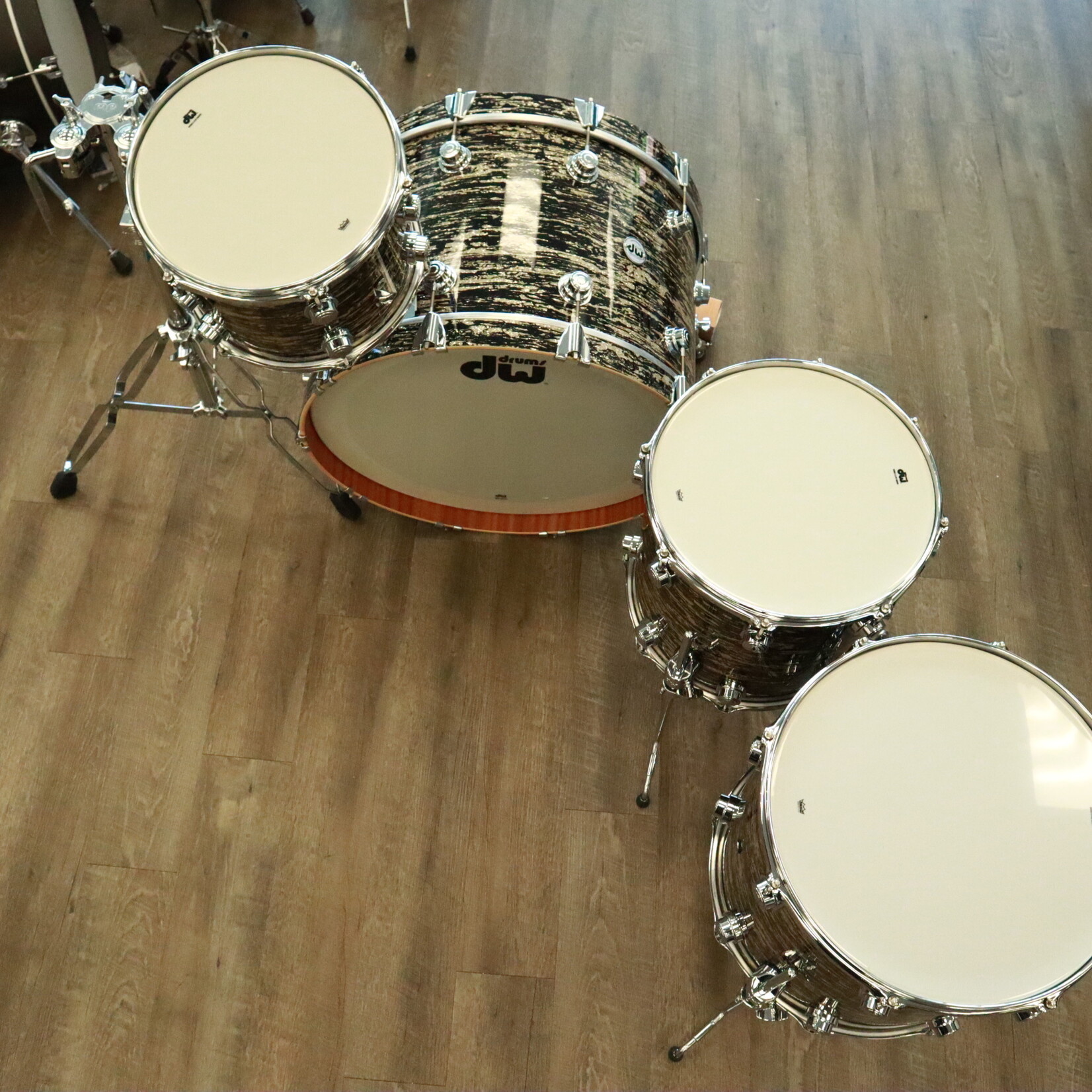 DW DW Collector's Series Maple-Mahogany 5-Piece Shell Pack 12/14/16/24/14s (Black Oyster Glass)