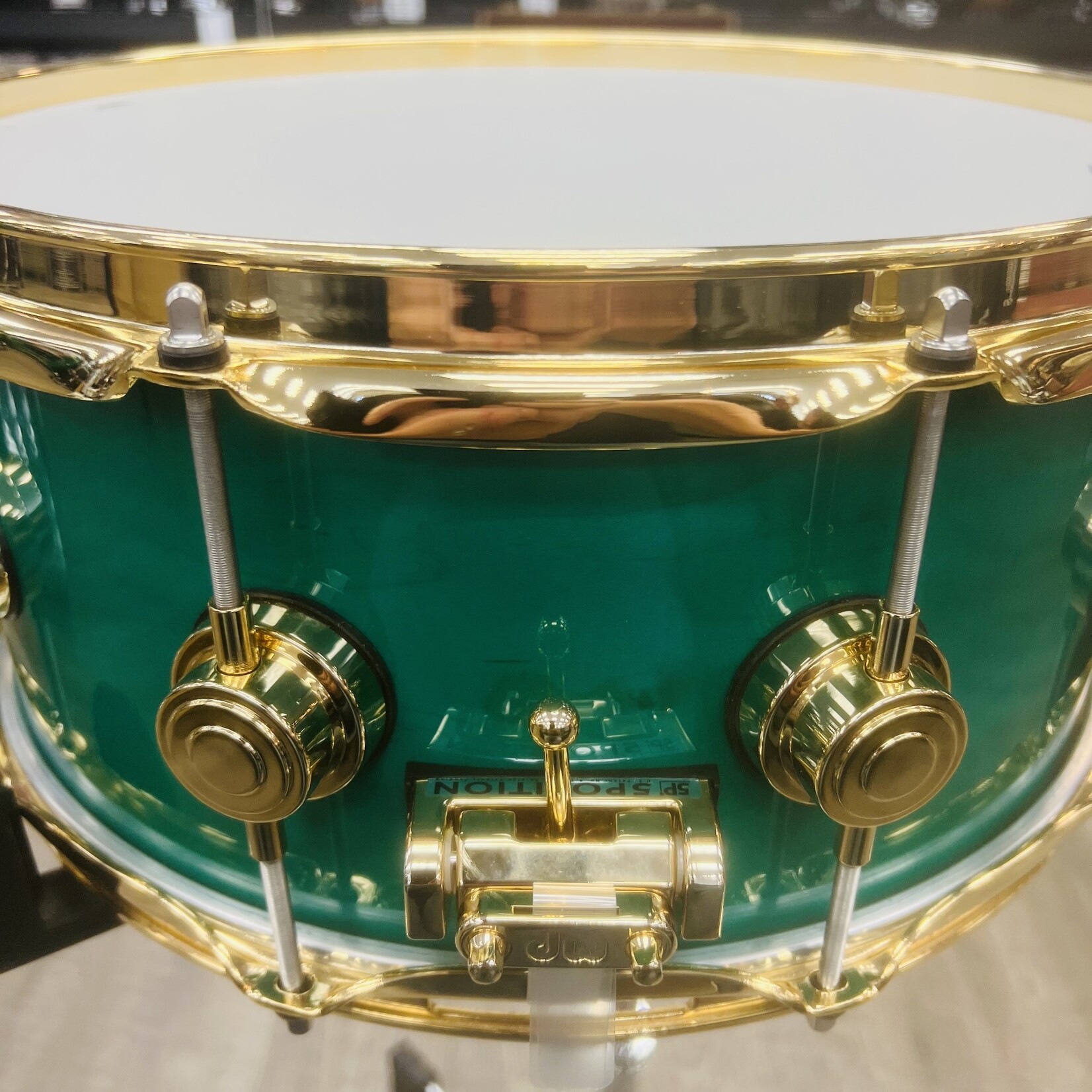 DW DW Jazz Series Mahogany/Gum Lacquer Custom 6x14" (Turquoise Blue w/ Gold Hardware)