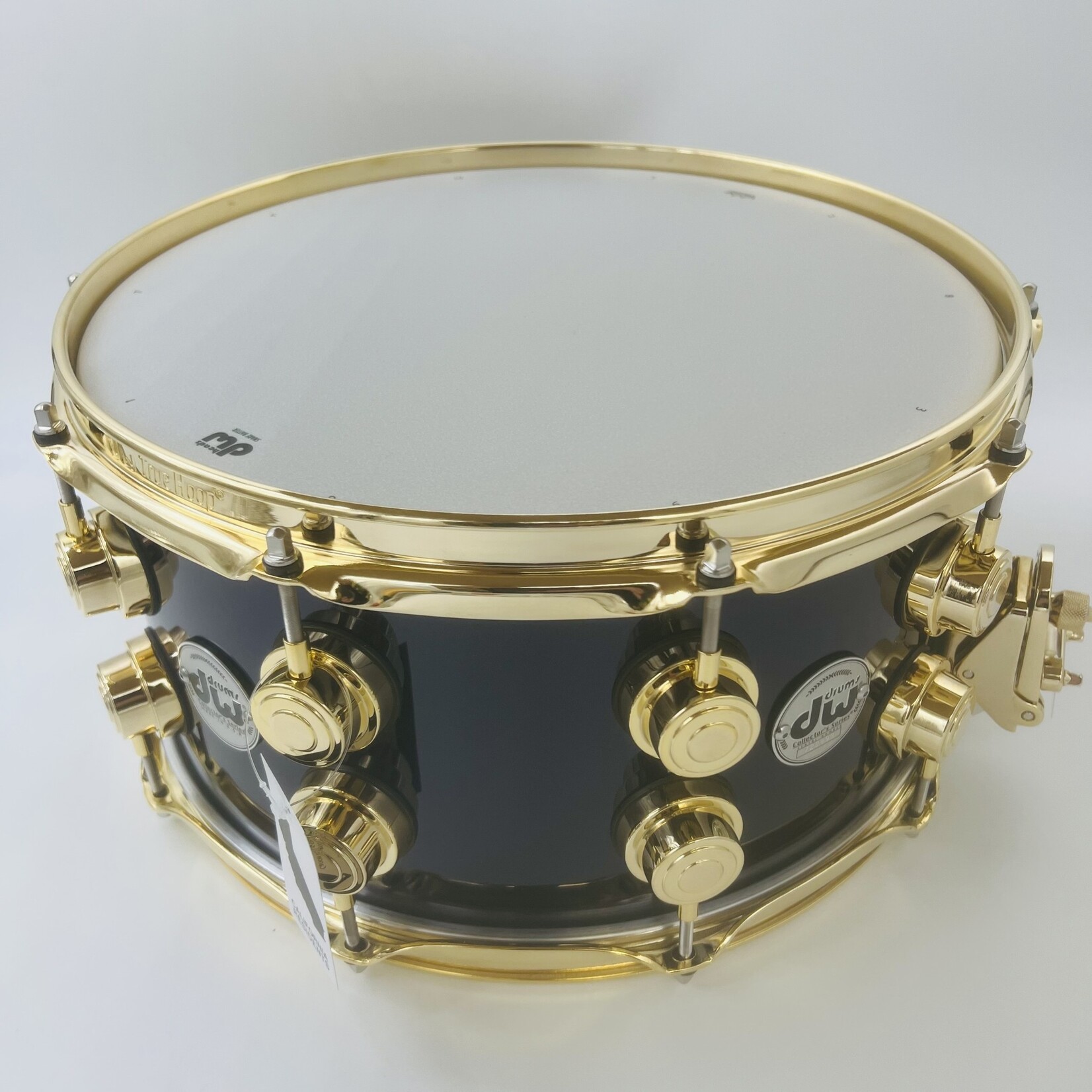 DW DW Collector's Series 7x14" Maple-Mahogany Snare Drum (Solid Black with Purple Pearl Sparkle Lacquer) with Gold Hardware