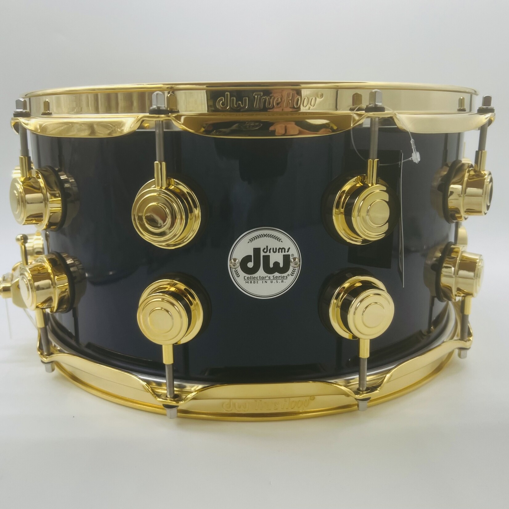 DW DW Collector's Series 7x14" Maple-Mahogany Snare Drum (Solid Black with Purple Pearl Sparkle Lacquer) with Gold Hardware