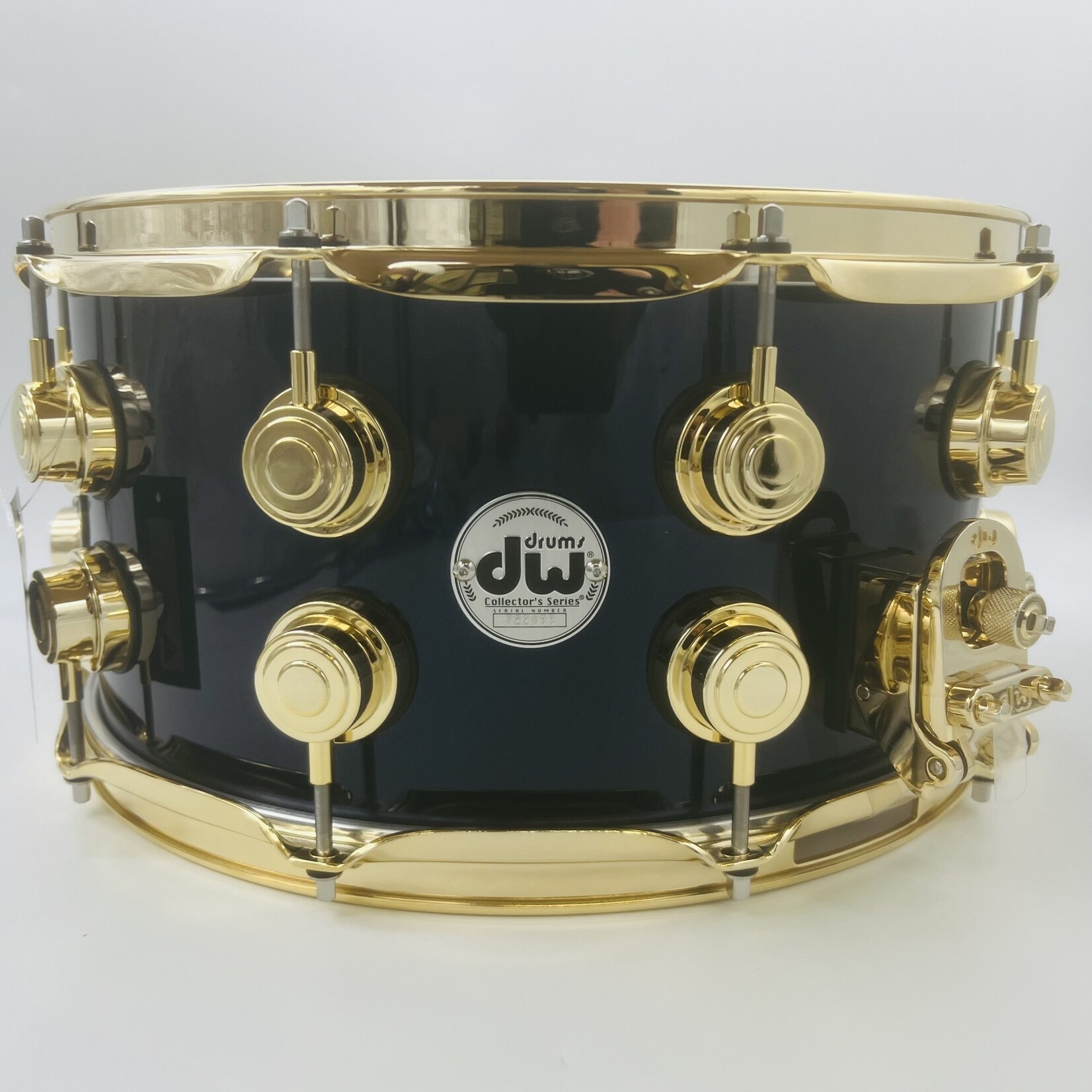 DW DW Collector's Series 7x14" Maple-Mahogany Snare Drum (Solid Black with Purple Pearl Sparkle Lacquer) with Gold Hardware