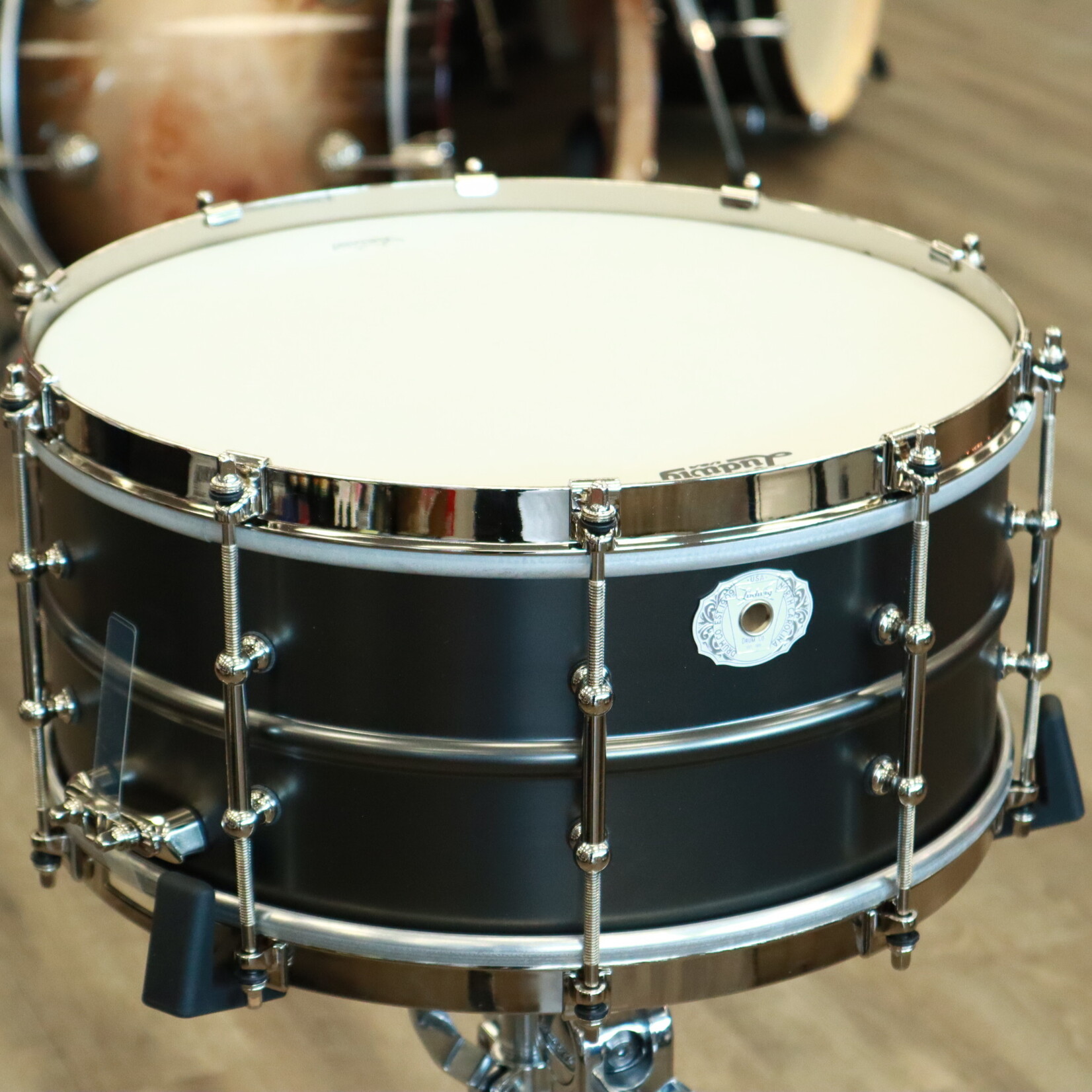 Ludwig Ludwig 6.5x14" Limited Edition "Satin De Luxe" Snare Drum (Satin Black over Brass, Tube Lugs, Single Flanged Hoop, Nickel Plated Hardware)