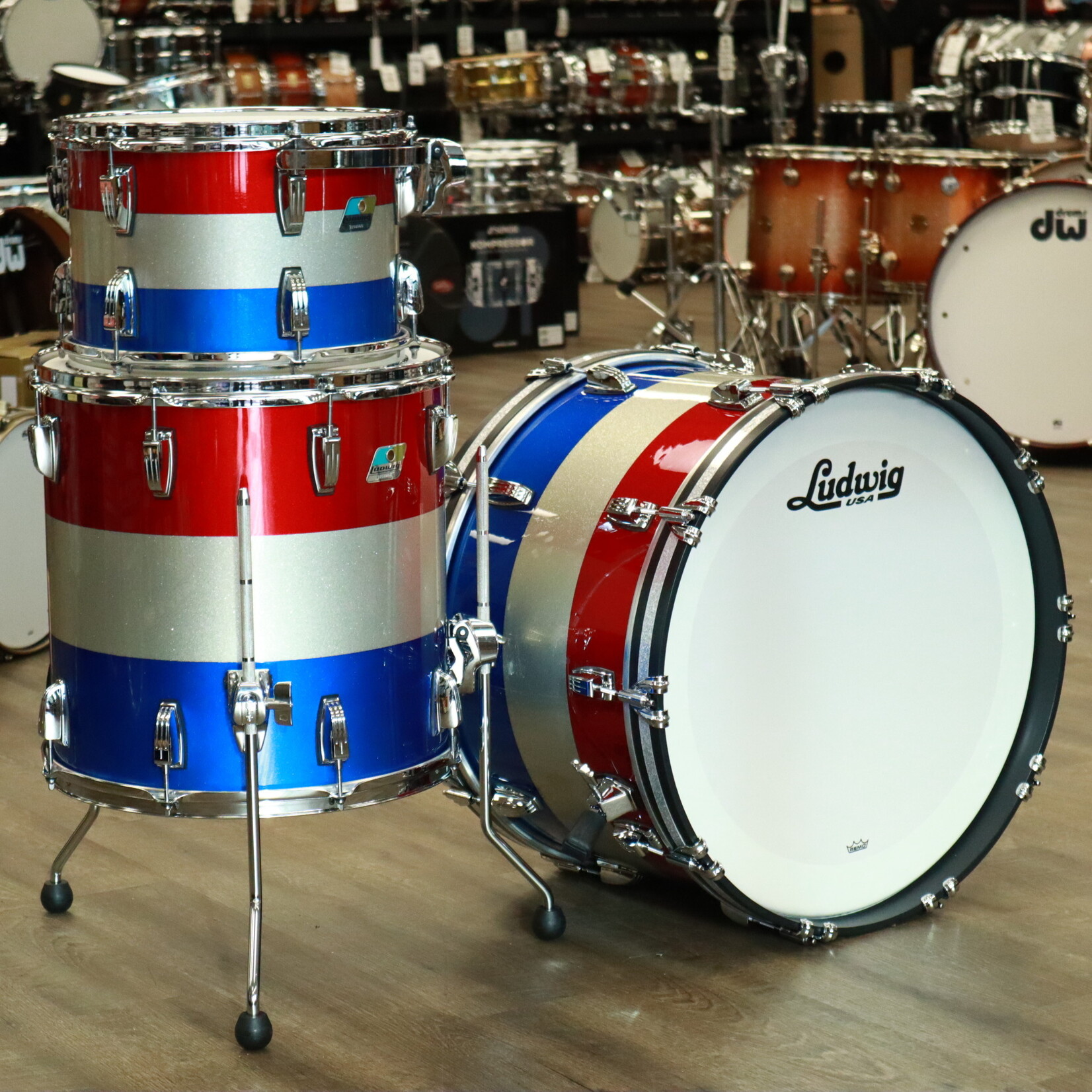 Ludwig Ludwig "Spirit of 76" Legacy Maple Fab Shell Pack 22/13/16 (Red, White, and Blue Sparkle Specialty Lacquer)