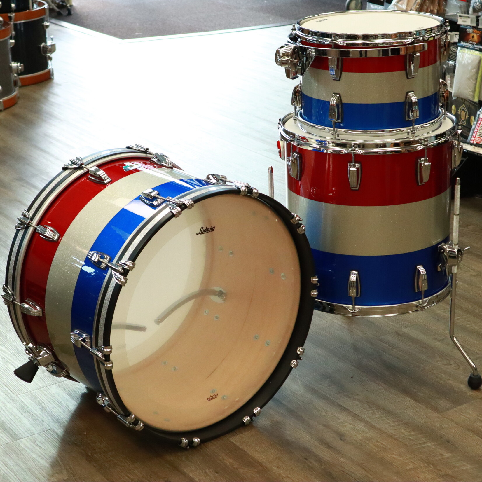 Ludwig Ludwig "Spirit of 76" Legacy Maple Fab Shell Pack 22/13/16 (Red, White, and Blue Sparkle Specialty Lacquer)