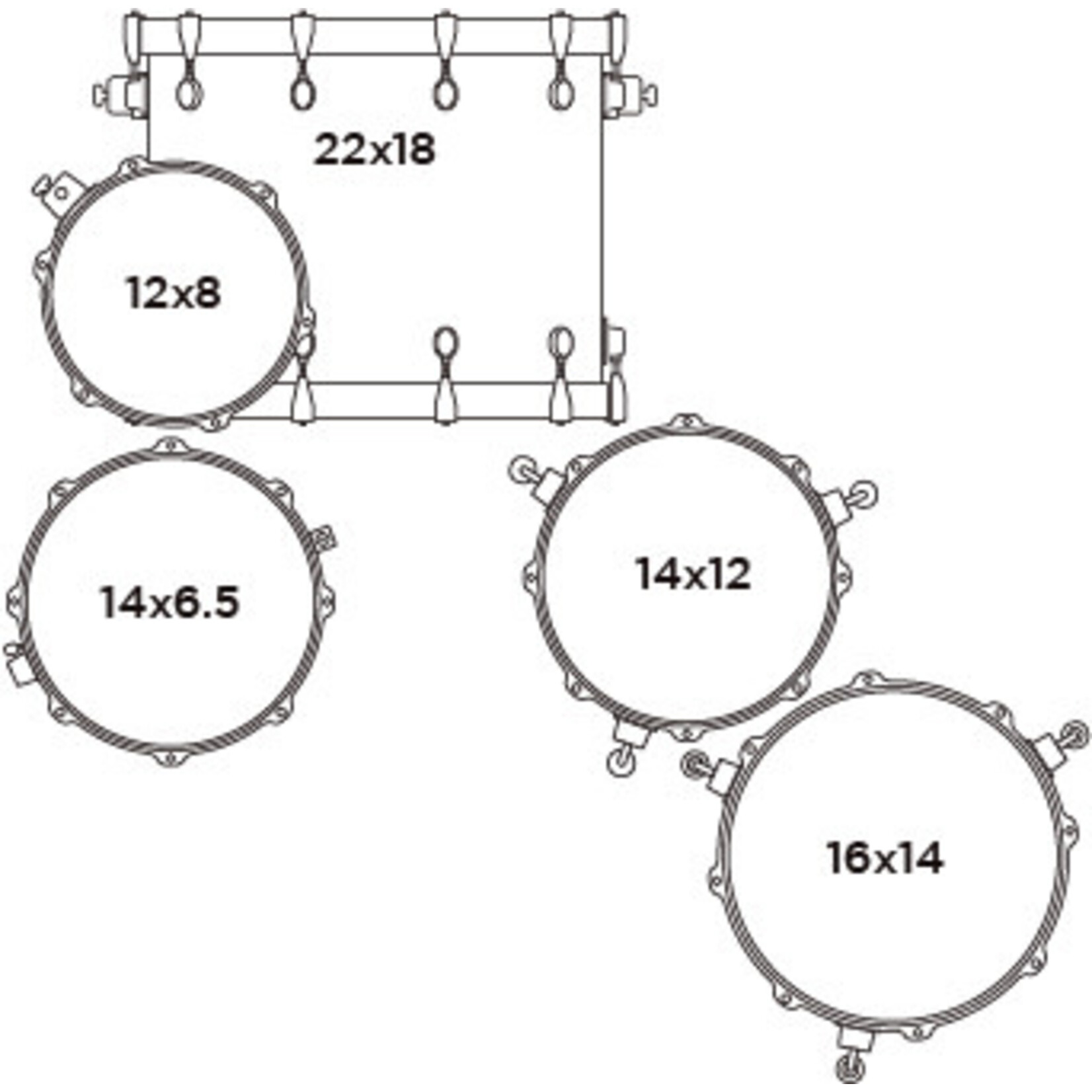 5 piece drum set diagram