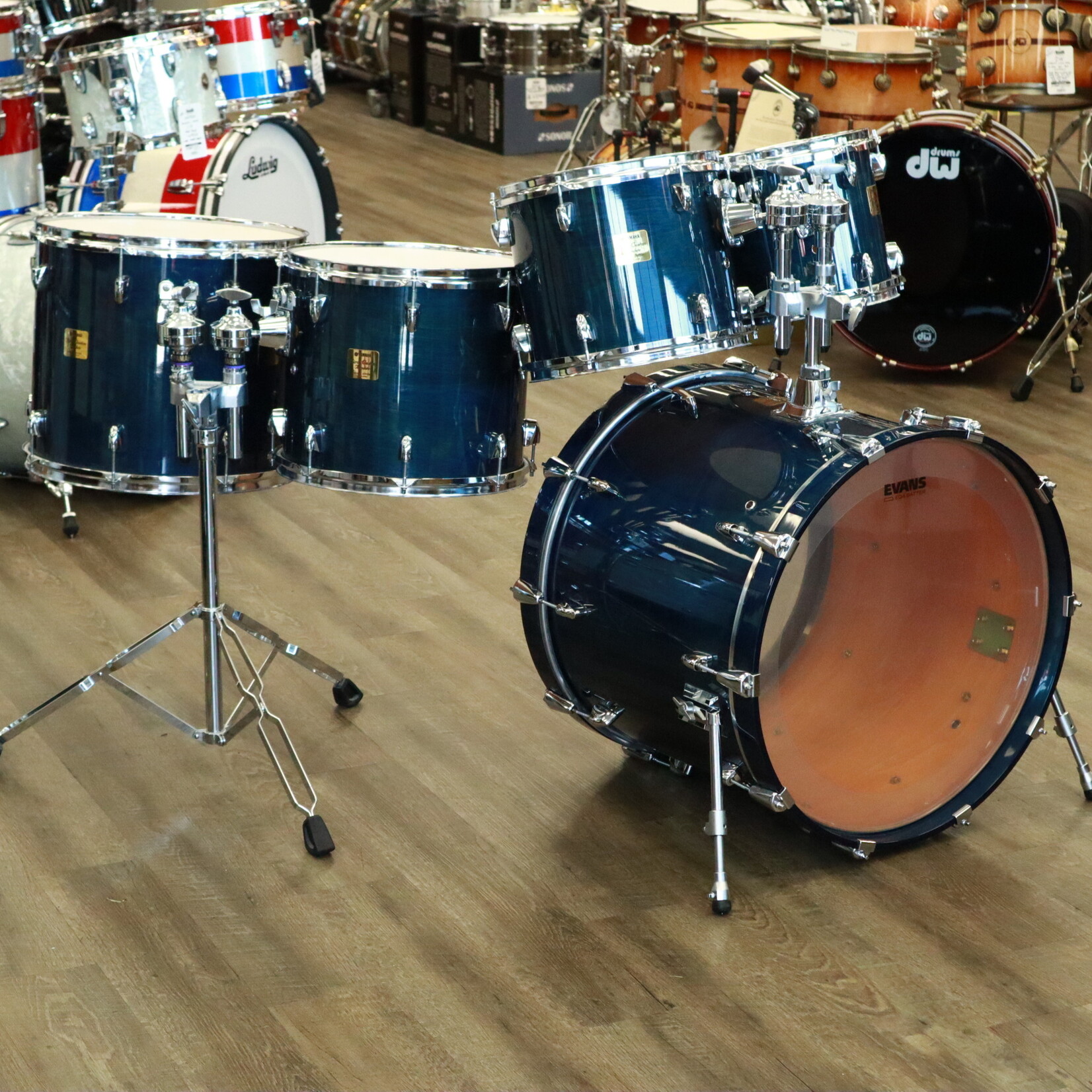 YAMAHA Used Yamaha Birch Custom Absolute 5-Piece Shell Pack 10/12/14/16/22 (Sea Blue Lacquer) Made In Japan