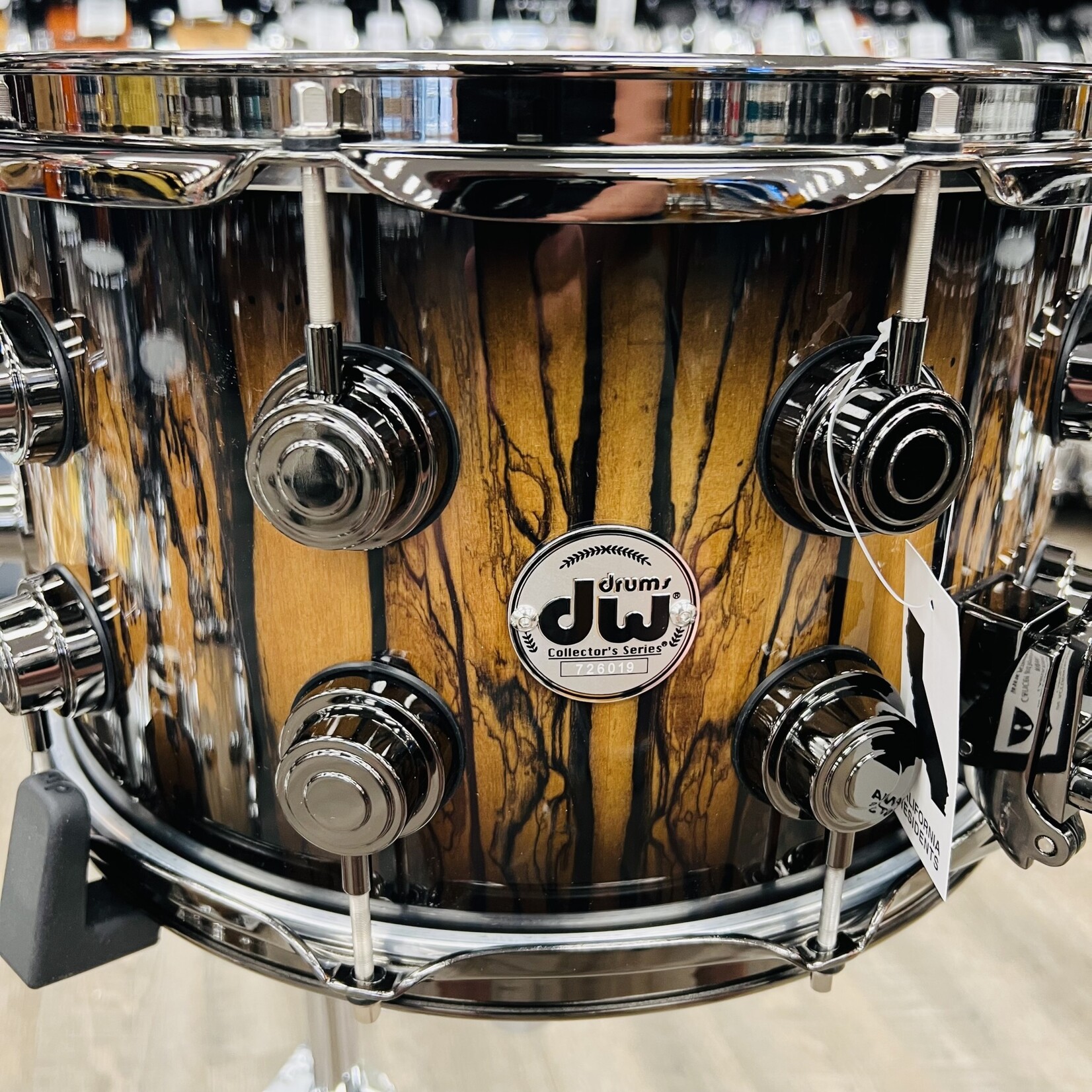 DW DW Collector's 8x14" SSC Maple Snare Drum (Natural to Quick Candy Black Burst Over Ivory Ebony w/Black Nickel HW)
