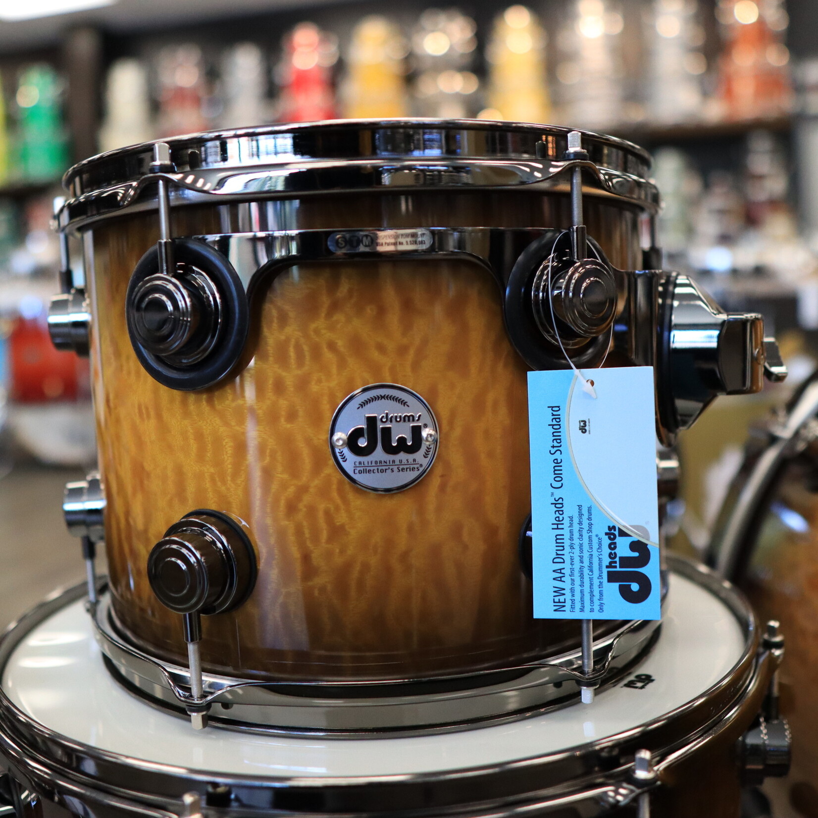 DW DW Collector's Series Exotic Cherry/ Mahogany 5-PC Shell Pack 10/12/16/22/14Sn (Inca Gold to Candy Black Burst over Quilted Moabi w/  Black Nickel Hardware)