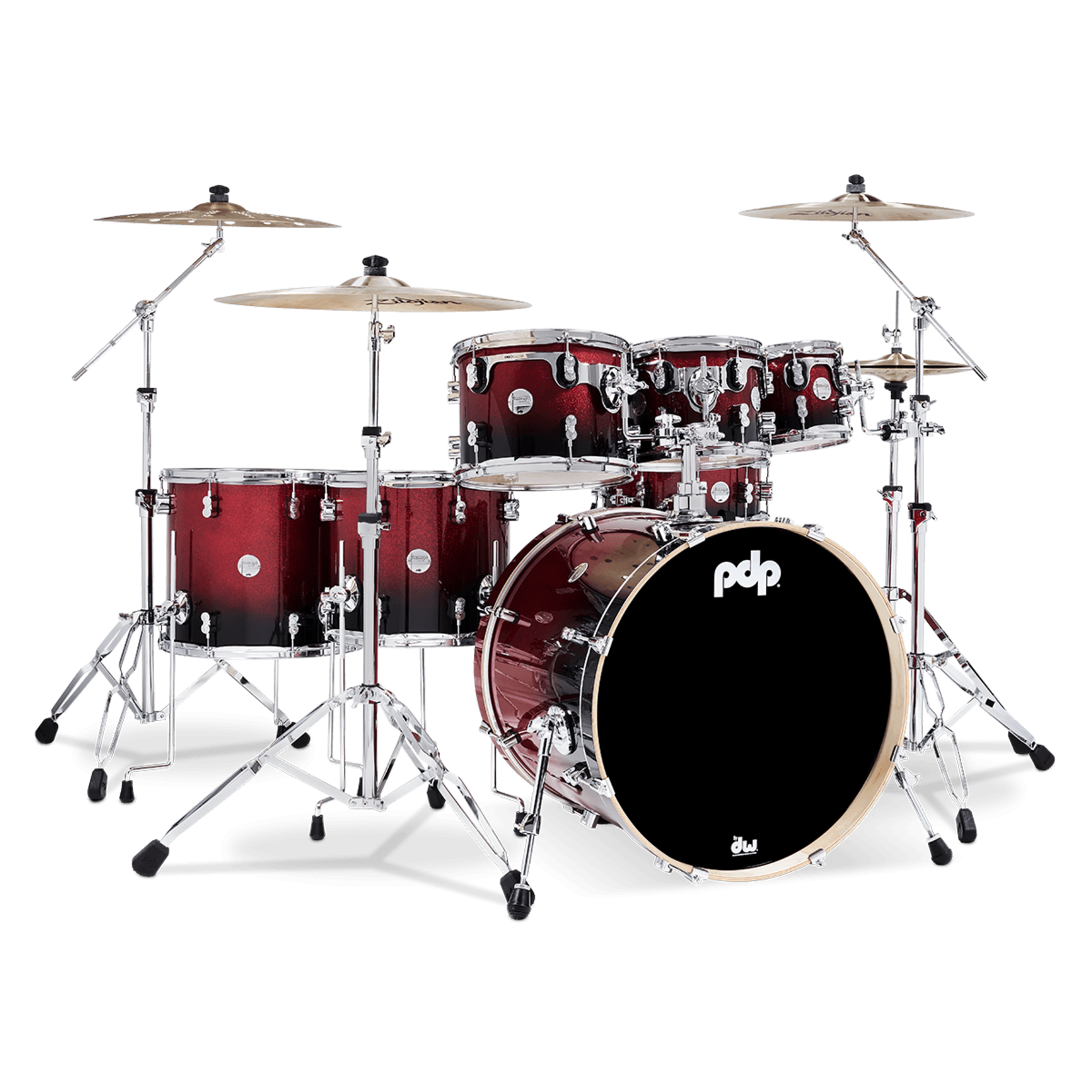 PDP PDP Concept Maple 7-Piece Shell Pack (Red To Black Fade)