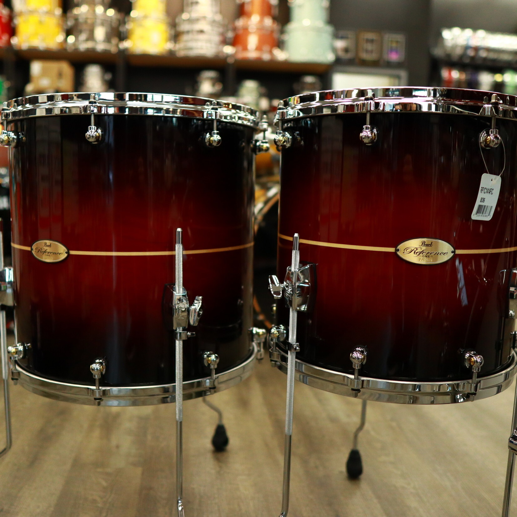 Pearl Reference One 7-Pc Shell Pack (Played by Omar Hakim)  8/10/12/14/16/22/14s (Red Burst Stripe) - 2112 PERCUSSION
