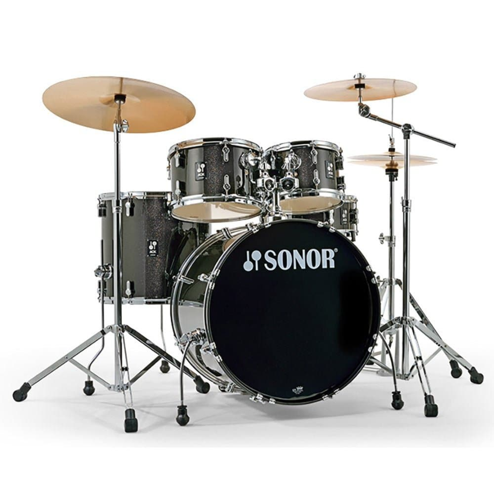 Sonor Sonor AQX Stage, Complete Kit with Hardware and Sabian SBR Cymbals 22/10/12/16/5.5x14SN (Black Midnight Sparkle)