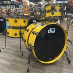 DW DW Collector's Maple/Mahogany Exotic 4-Pc Shell Pack 12/16/22/14s (Inca Gold Pearlescent w/ Kandy Black Rally Stripes & Black Nickel Hardware)
