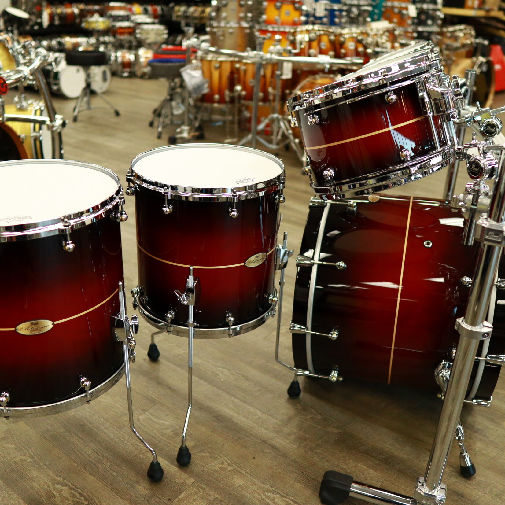 Pearl Reference One 6-Pc Shell Pack (Played by Omar Hakim) 8/10/12/14/16/22  (Red Burst Stripe) - 2112 PERCUSSION