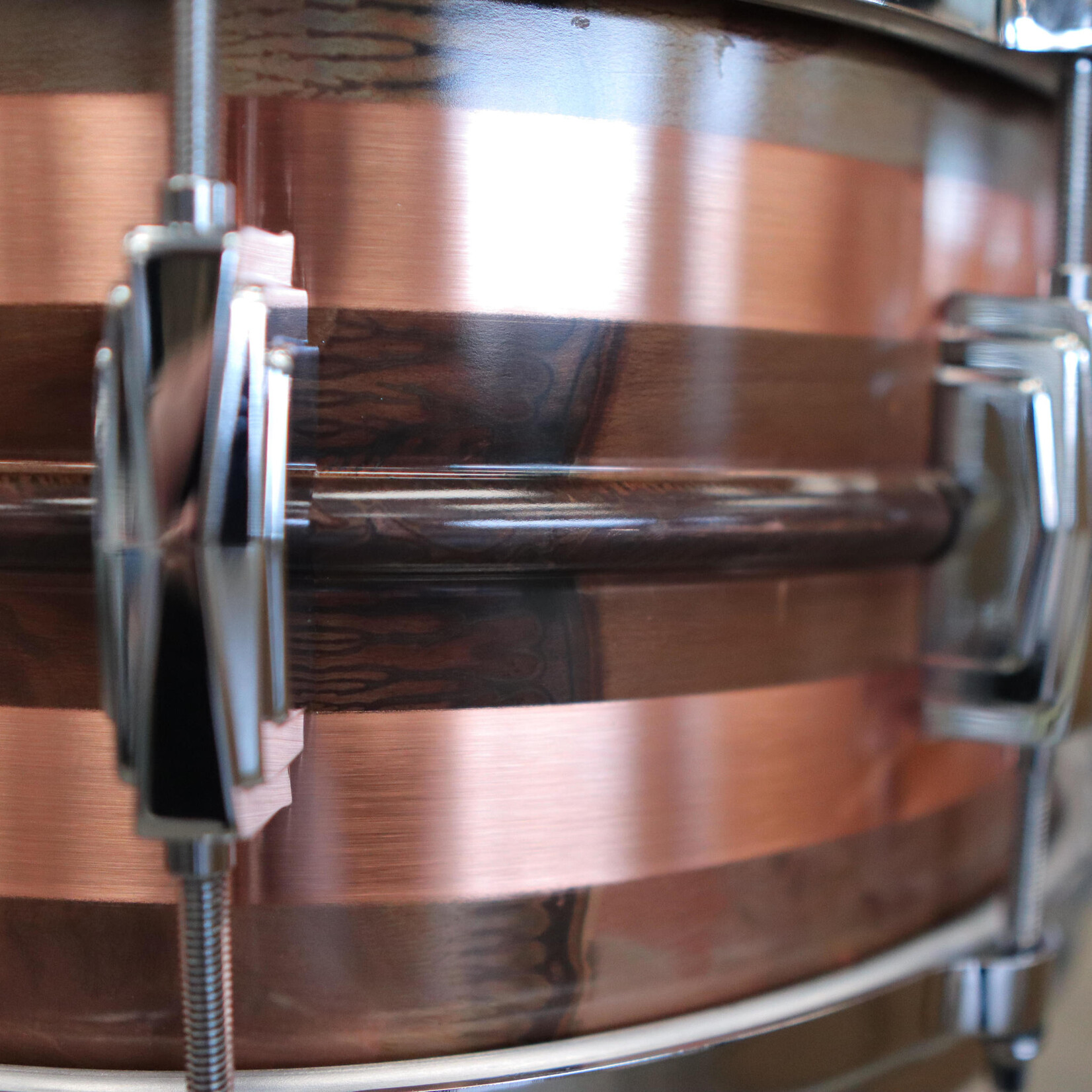 Ludwig Ludwig 6.5x14" Raw Striped Copperphonic w/ Die-Cast Hoops LC663S