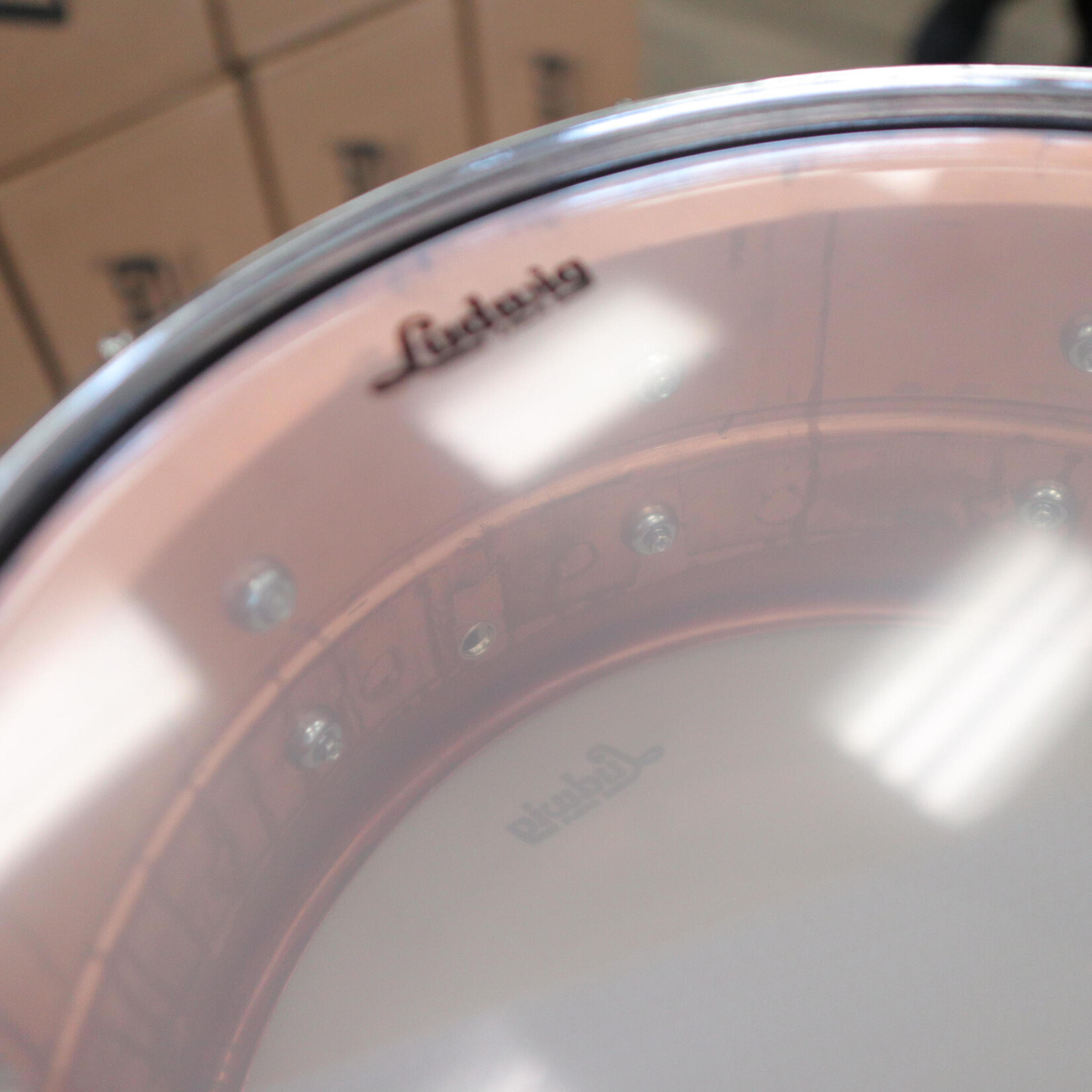 Ludwig Ludwig 6.5x14" Raw Striped Copperphonic w/ Die-Cast Hoops LC663S