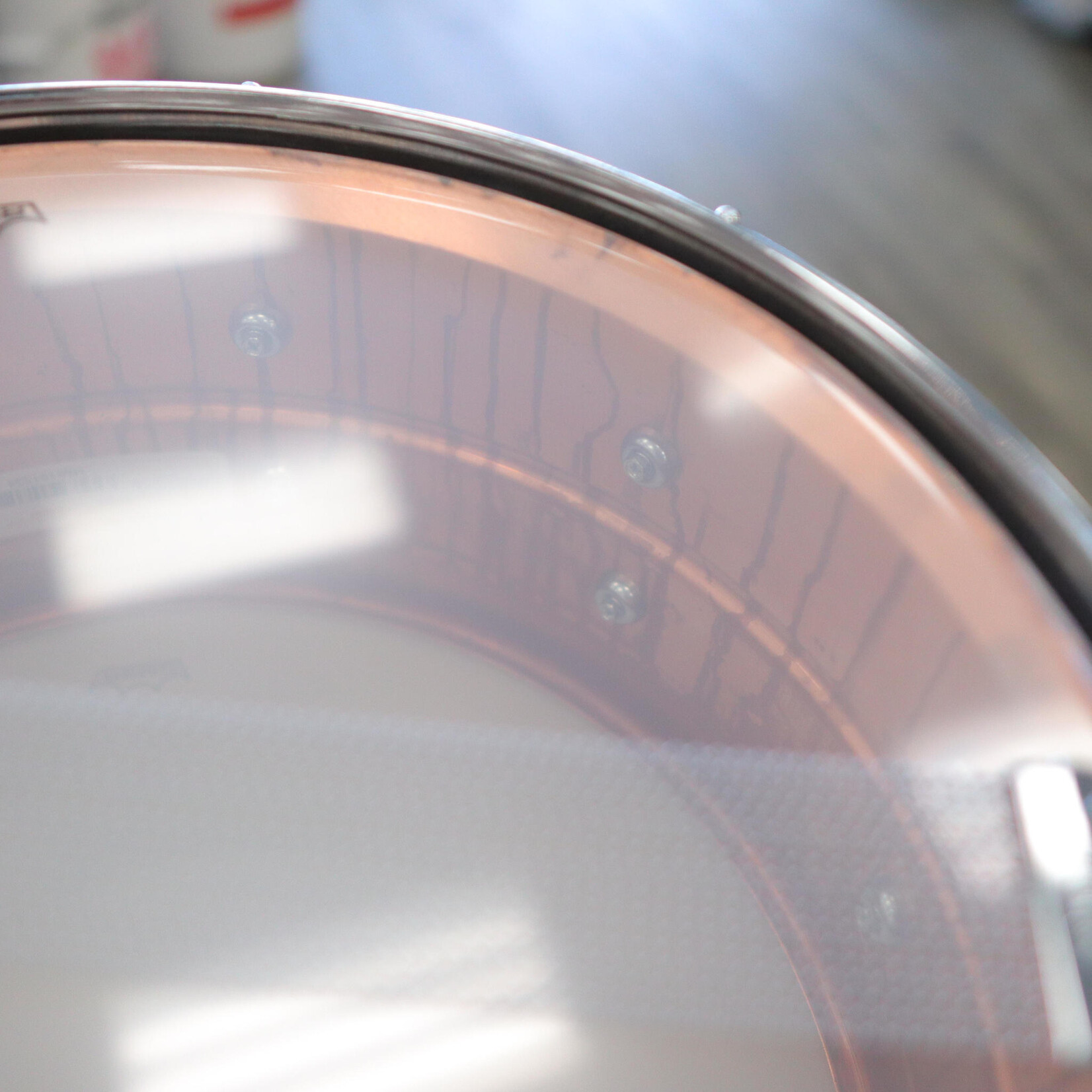 Ludwig Ludwig 6.5x14" Raw Striped Copperphonic w/ Die-Cast Hoops LC663S