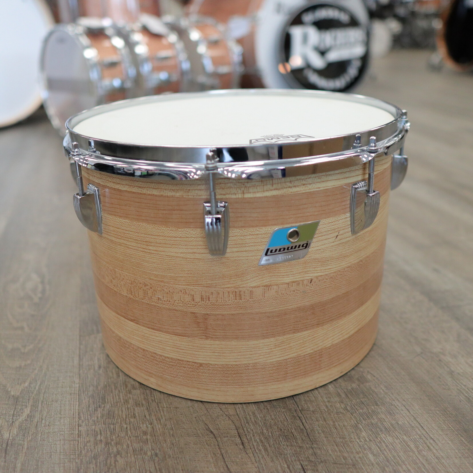 Ludwig 70s Ludwig 10x14" 3-Ply Concert Tom Blue/Olive Pointy Badge (Butcher Block)