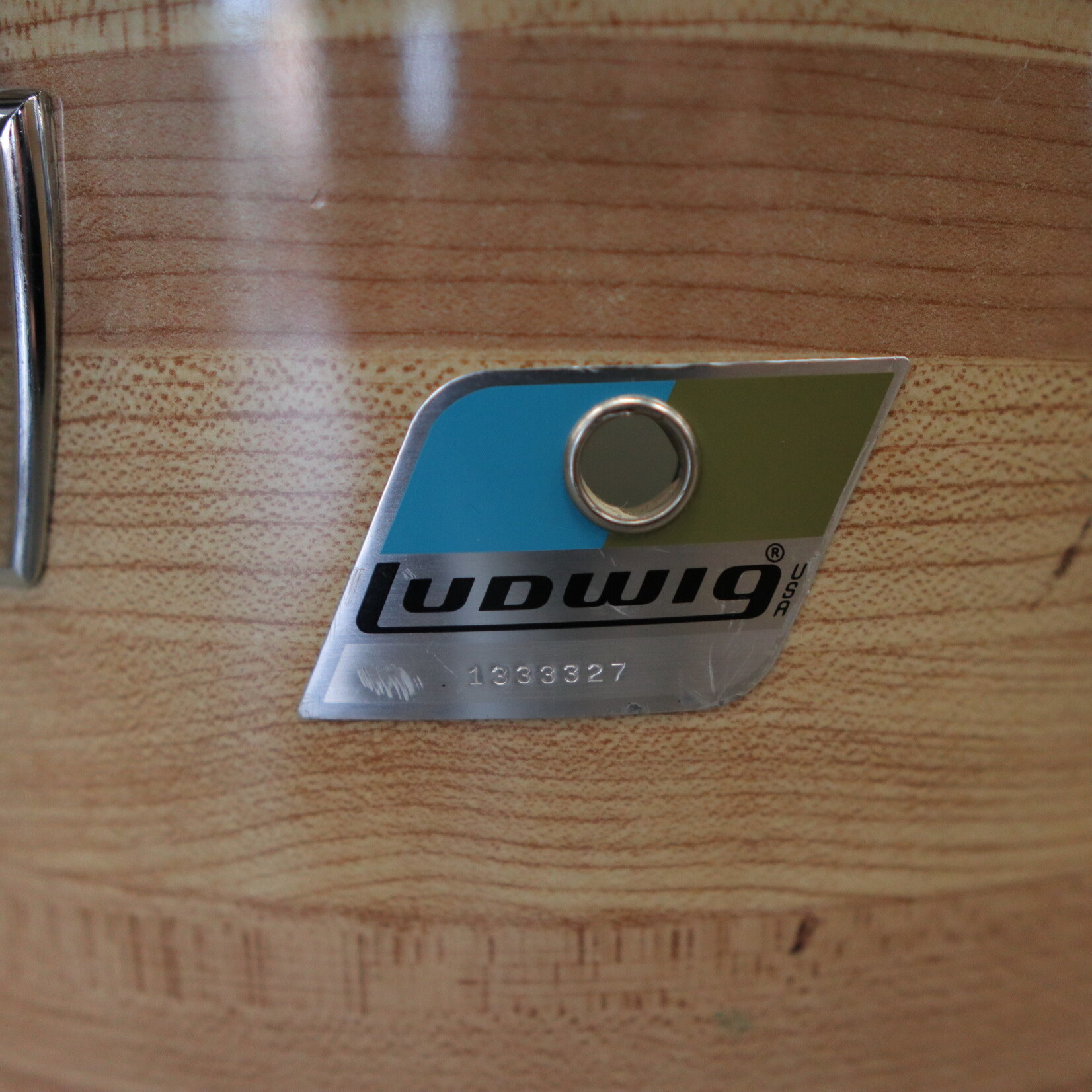 Ludwig 70s Ludwig 10x14" 3-Ply Concert Tom Blue/Olive Pointy Badge (Butcher Block)