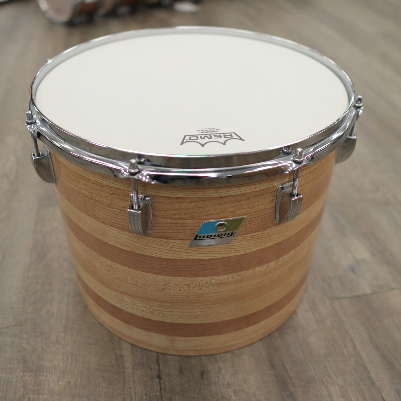 Ludwig 70s Ludwig 12x15" 3-Ply Concert Tom Blue/Olive Pointy Badge (Butcher Block)