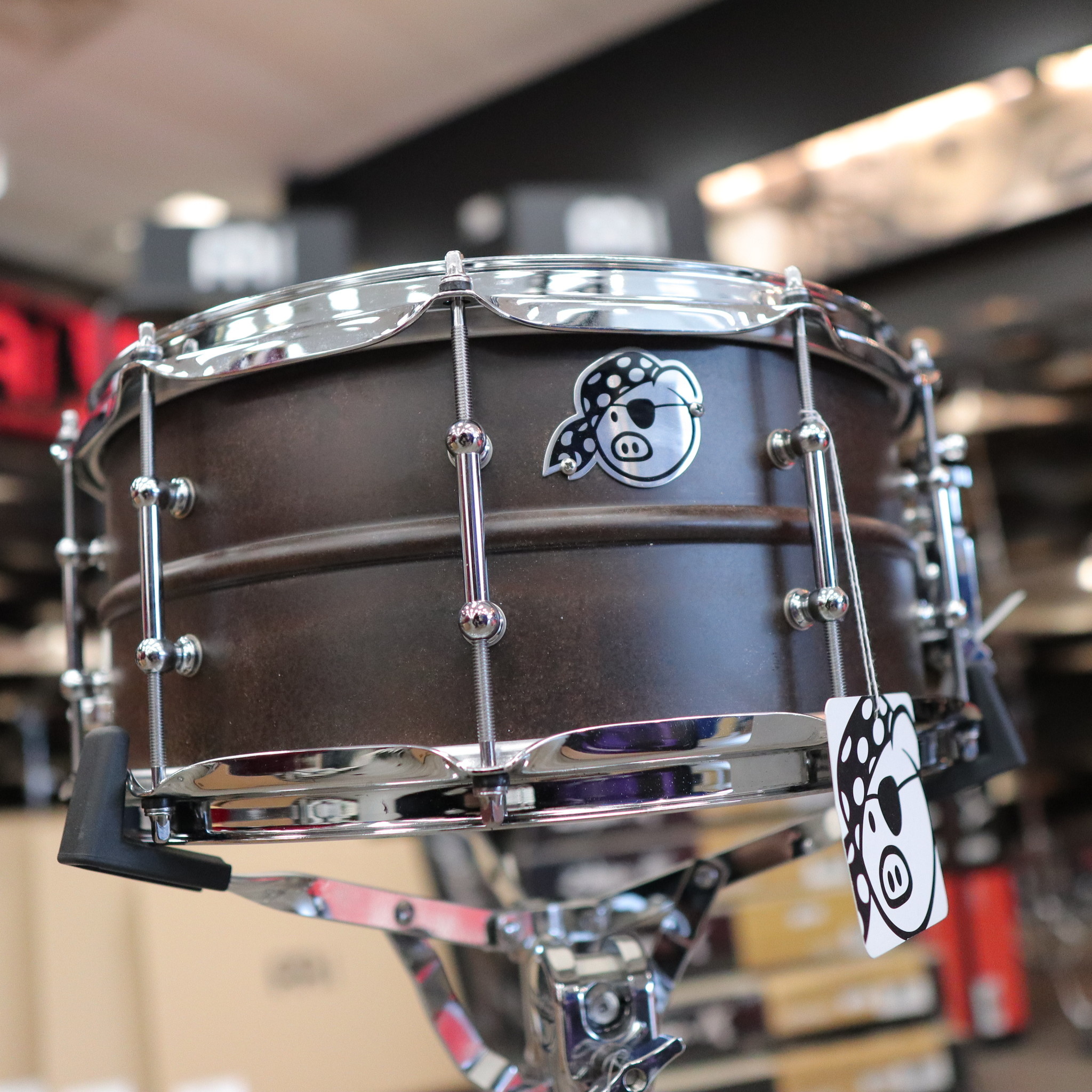 PORK PIEポークパイBLACK CHROME BRASS 6.5 SKB付 Pork Pie Big Black Brass Snare Drum With Tube Lugs and
