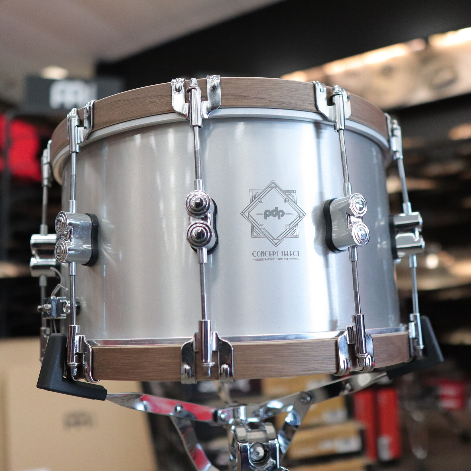 PDP PDP Concept Select 8x14" Aluminum Snare Drum w/ Walnut Hoops PDSN0814CSAL (3mm Shell)