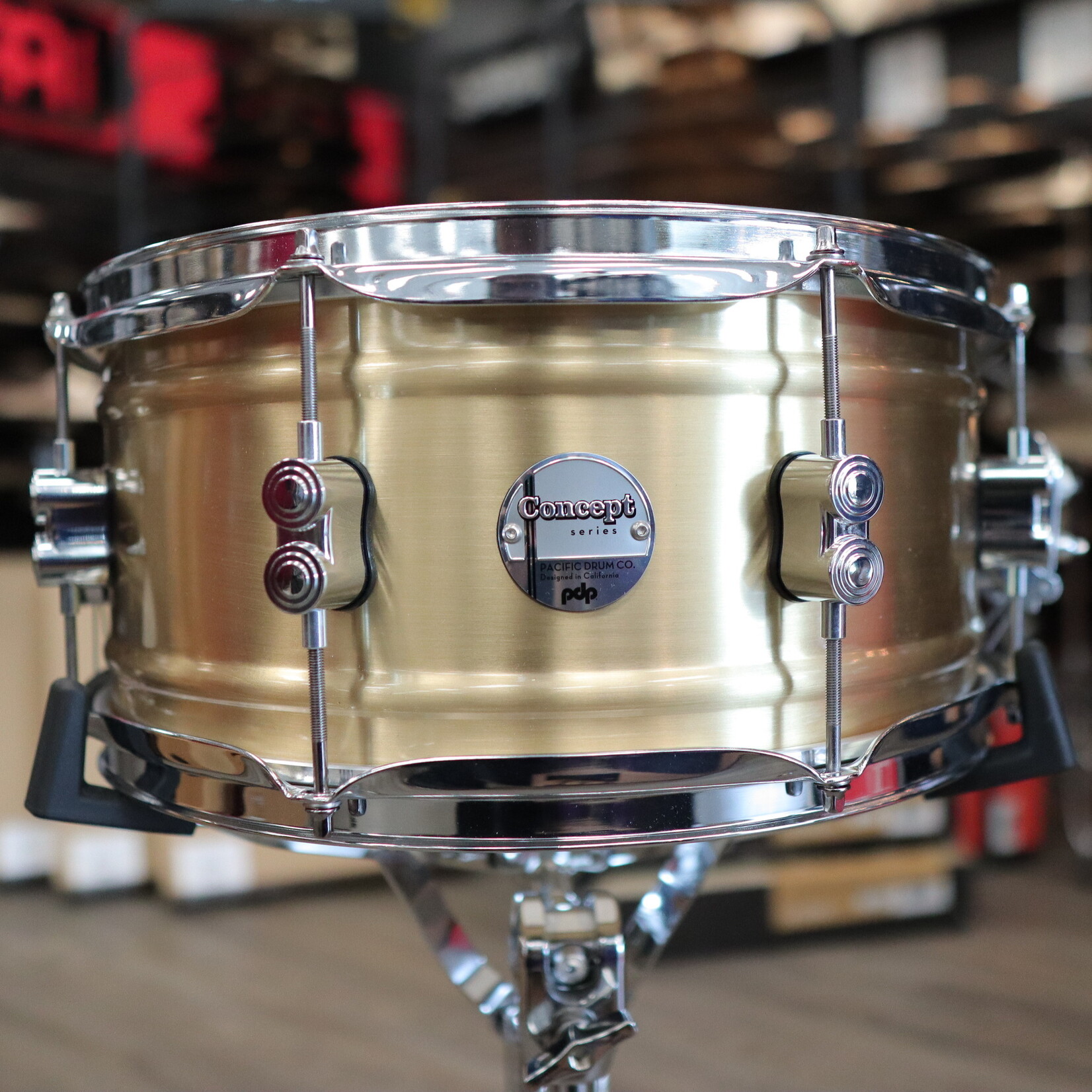 PDP PDP Concept 6.5x14" 1.2mm Natural Satin Brushed Brass Snare Drum with Chrome Hardware