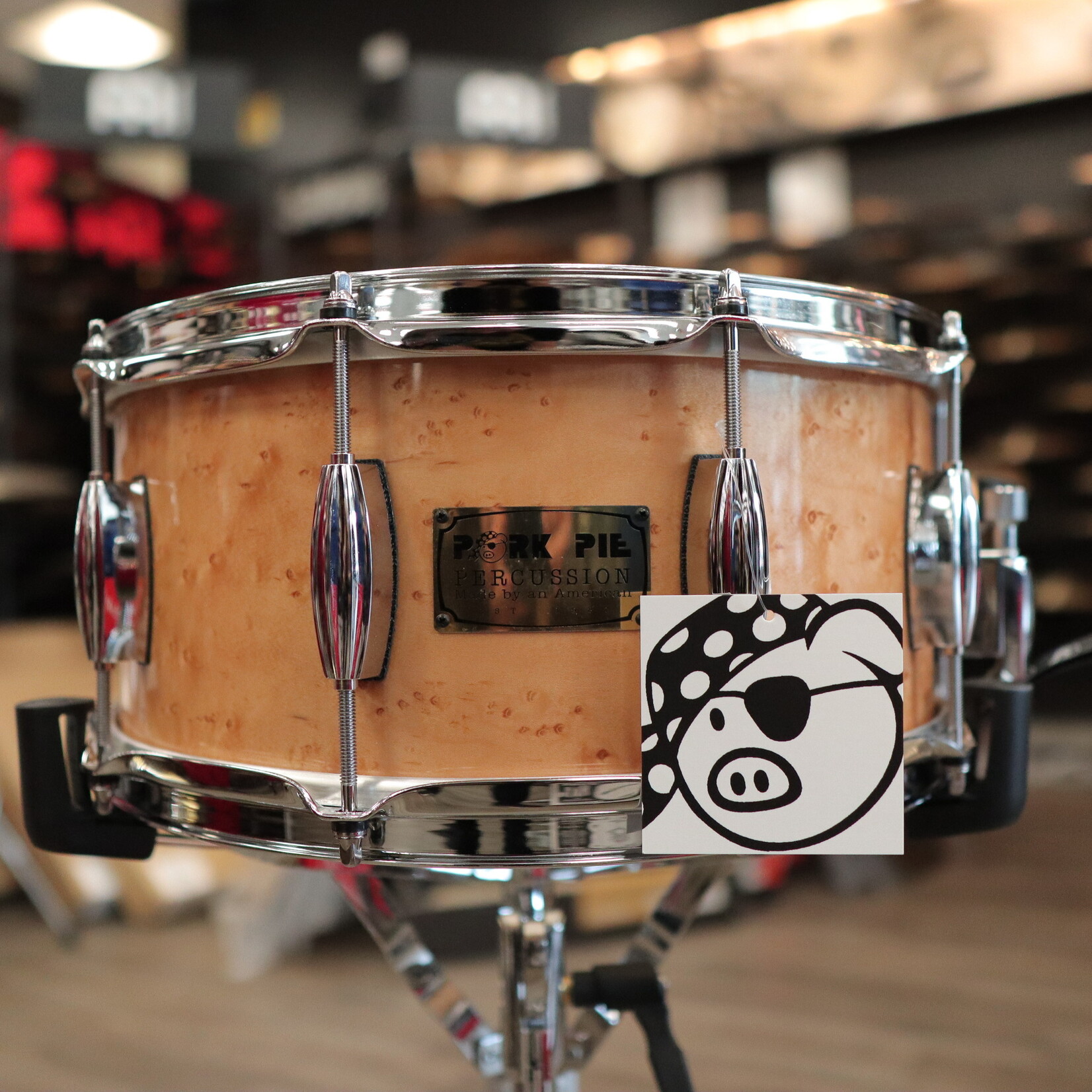 Pork Pie Pork Pie 6.5x14" Mahogany Snare Drum w/ Maple Re-Rings (Birdseye Maple Finish)