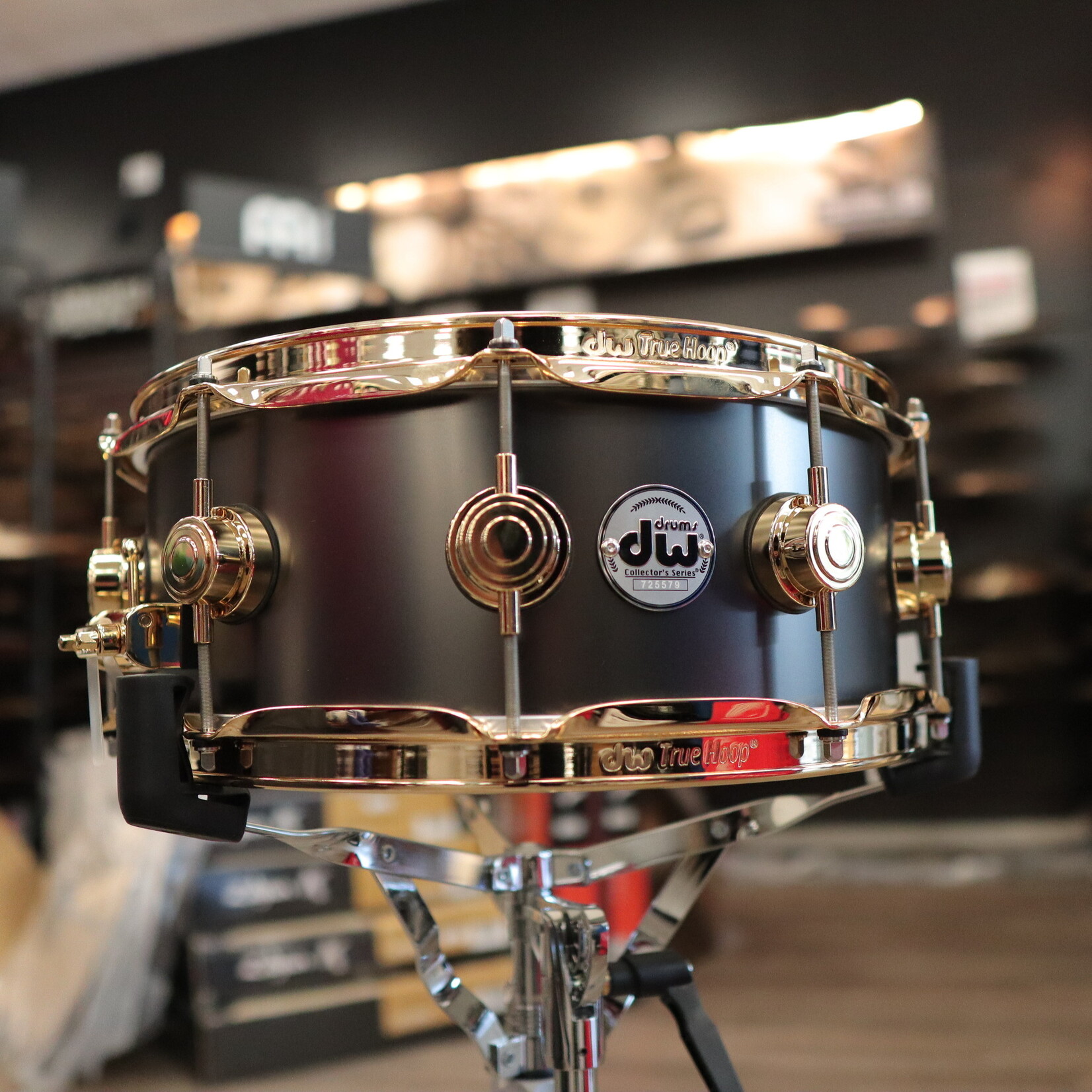 DW Satin Black Nickel Over Brass 5.5x14 Snare Drum w/ Gold  