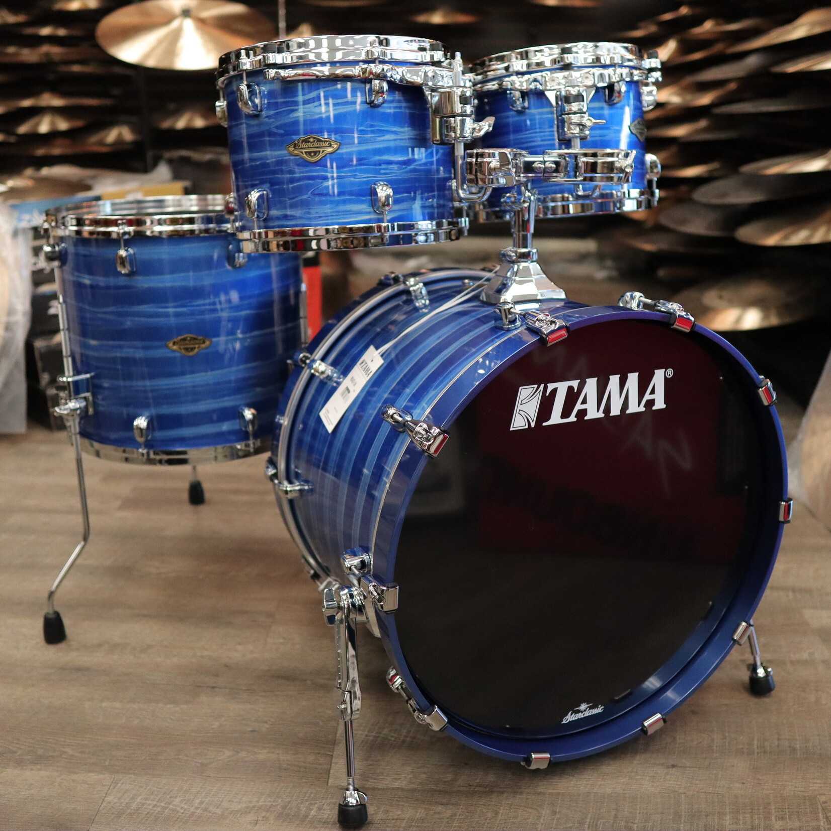 Tama Tama Starclassic Walnut/Birch 4-Pc Shell Pack 10/12/16/22 (Lacquer Ocean Blue Ripple)