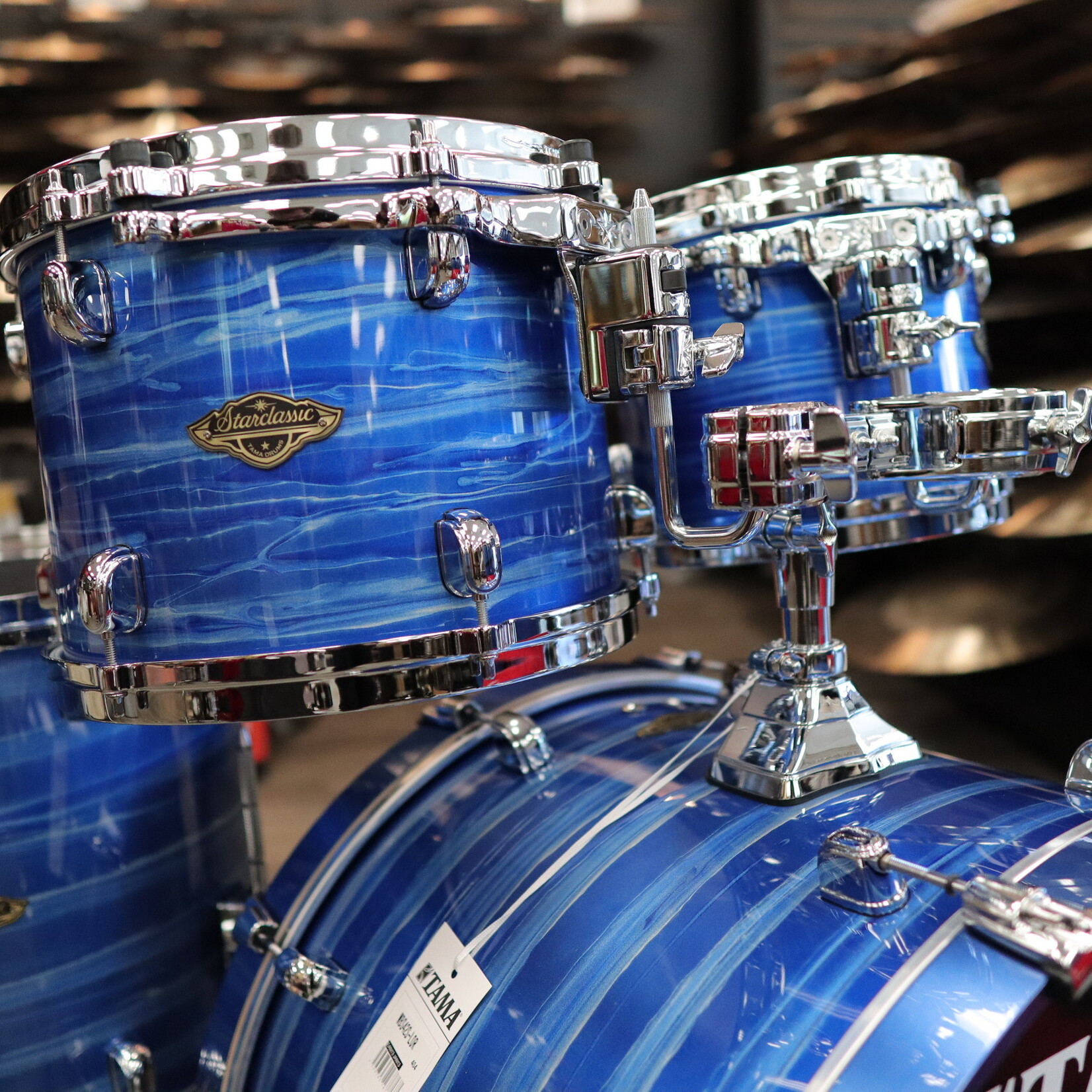 Tama Tama Starclassic Walnut/Birch 4-Pc Shell Pack 10/12/16/22 (Lacquer Ocean Blue Ripple)