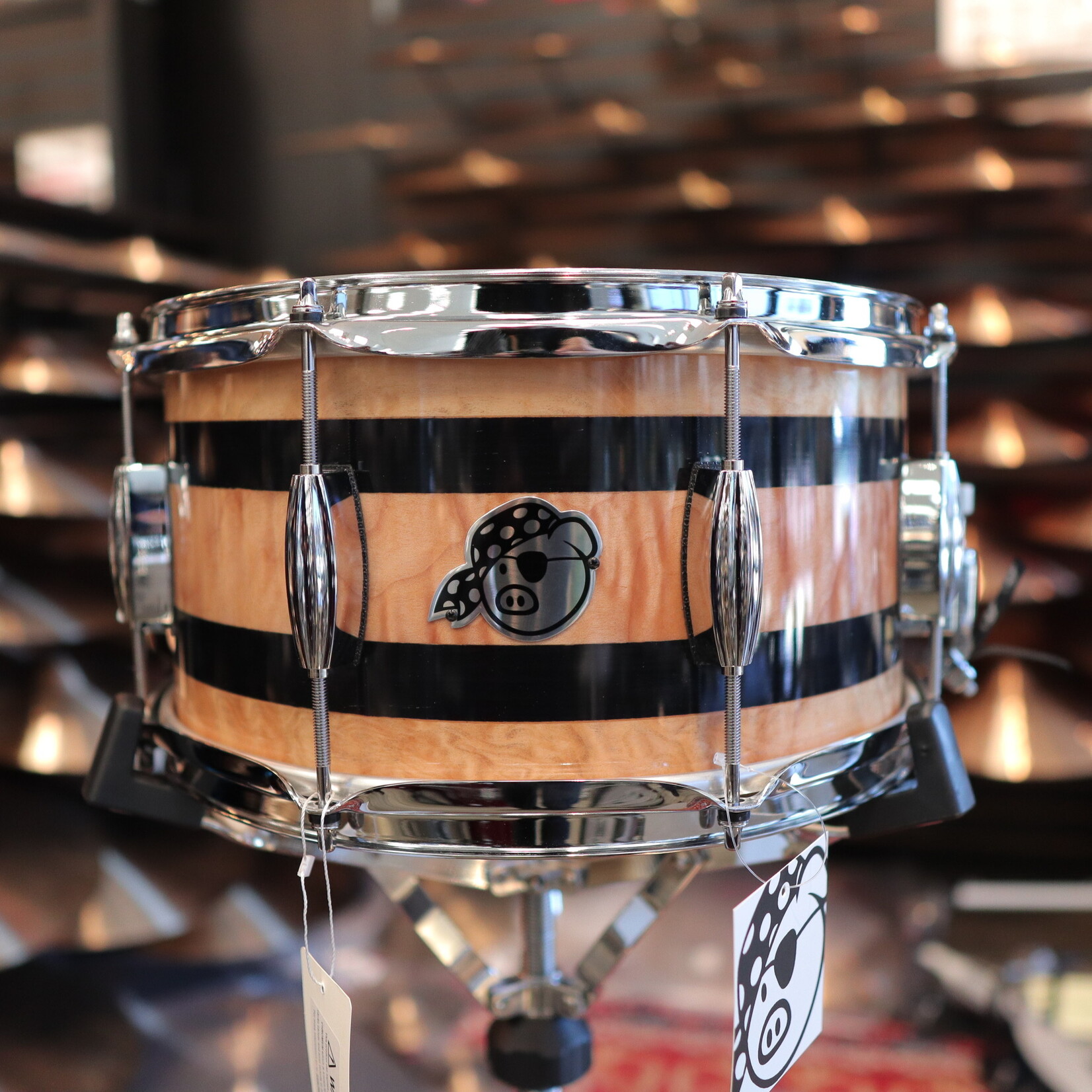 Pork Pie Pork Pie 7x13" Maple Snare Drum (Curly Maple w/ Ebony Stripes)