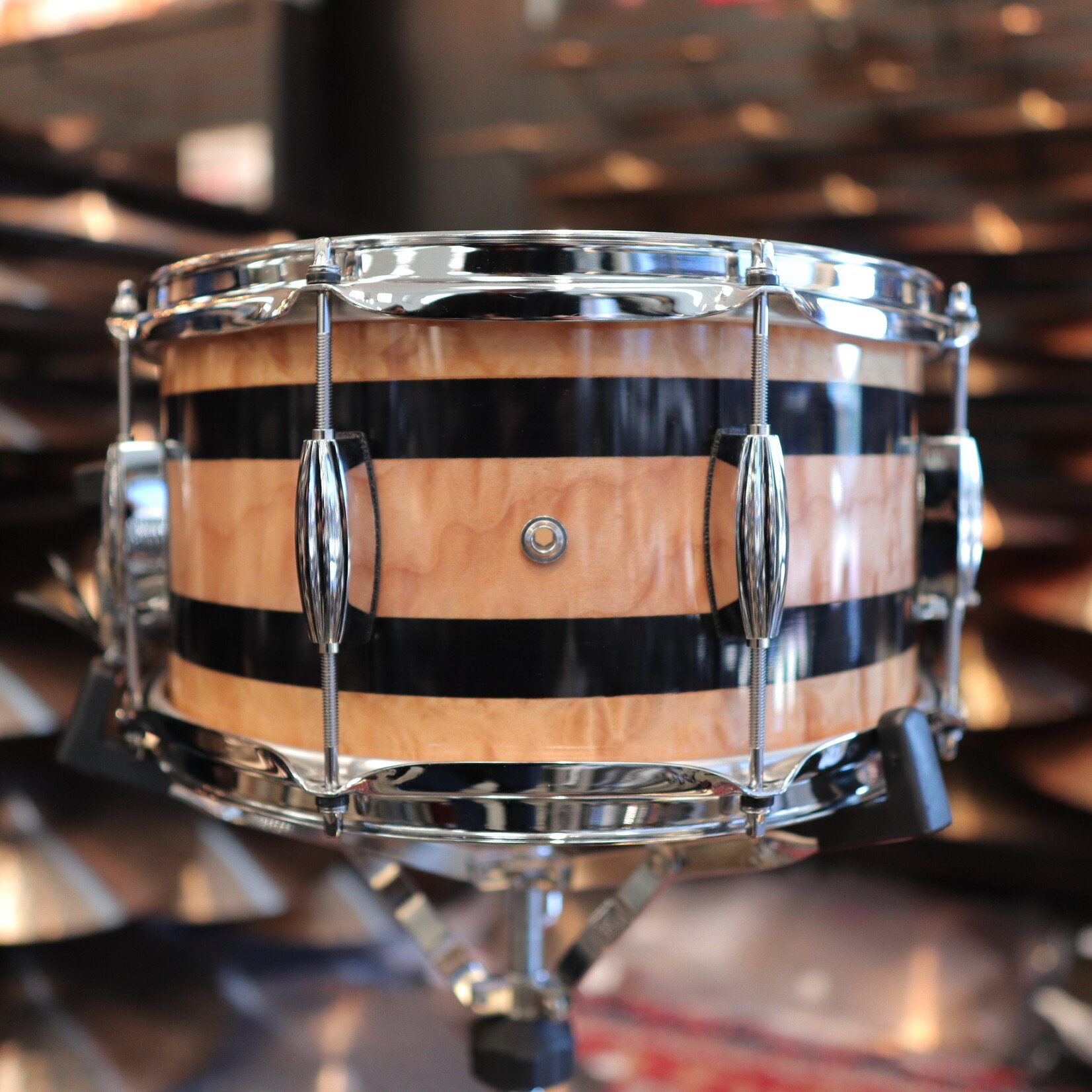 Pork Pie Pork Pie 7x13" Maple Snare Drum (Curly Maple w/ Ebony Stripes)