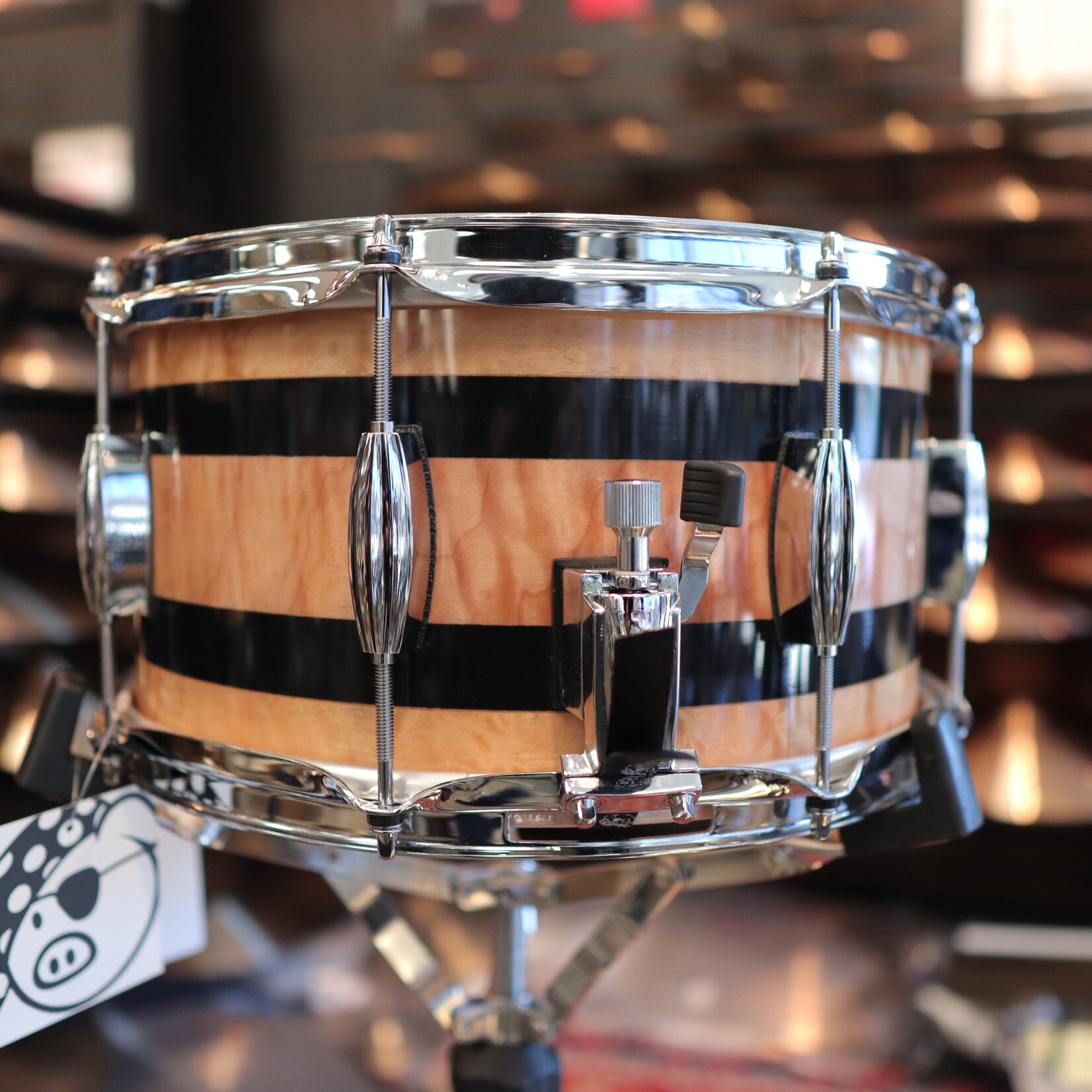 Pork Pie Pork Pie 7x13" Maple Snare Drum (Curly Maple w/ Ebony Stripes)