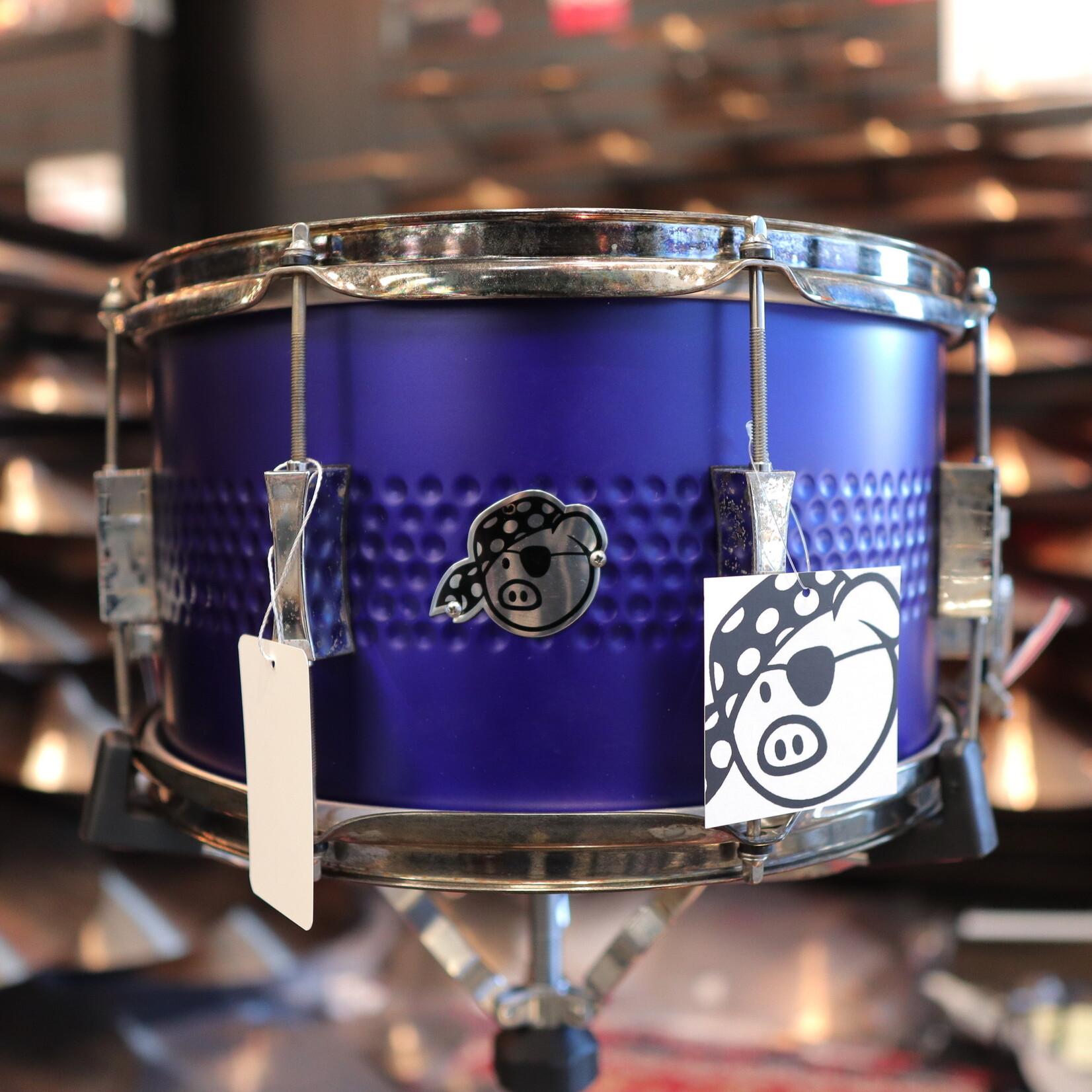 Pork Pie Pork Pie 8x14" Center Hammered Steel Snare Drum (Satin Purple w/ Aged Hardware)