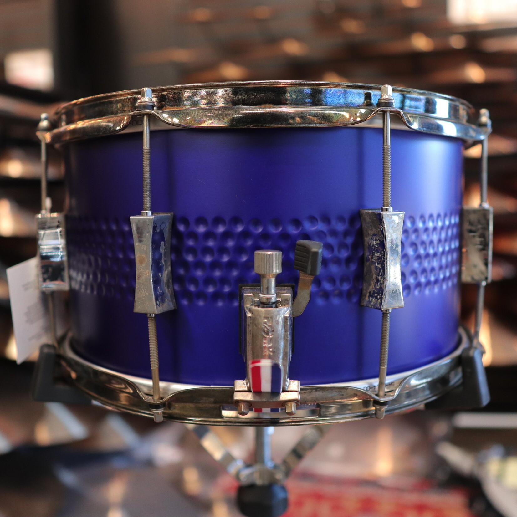 Pork Pie Pork Pie 8x14" Center Hammered Steel Snare Drum (Satin Purple w/ Aged Hardware)