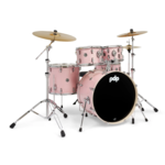 PDP PDP Mainstage 5-pc Complete Drum Set with HW, Throne, Paiste Cymbals (Pink Rose)