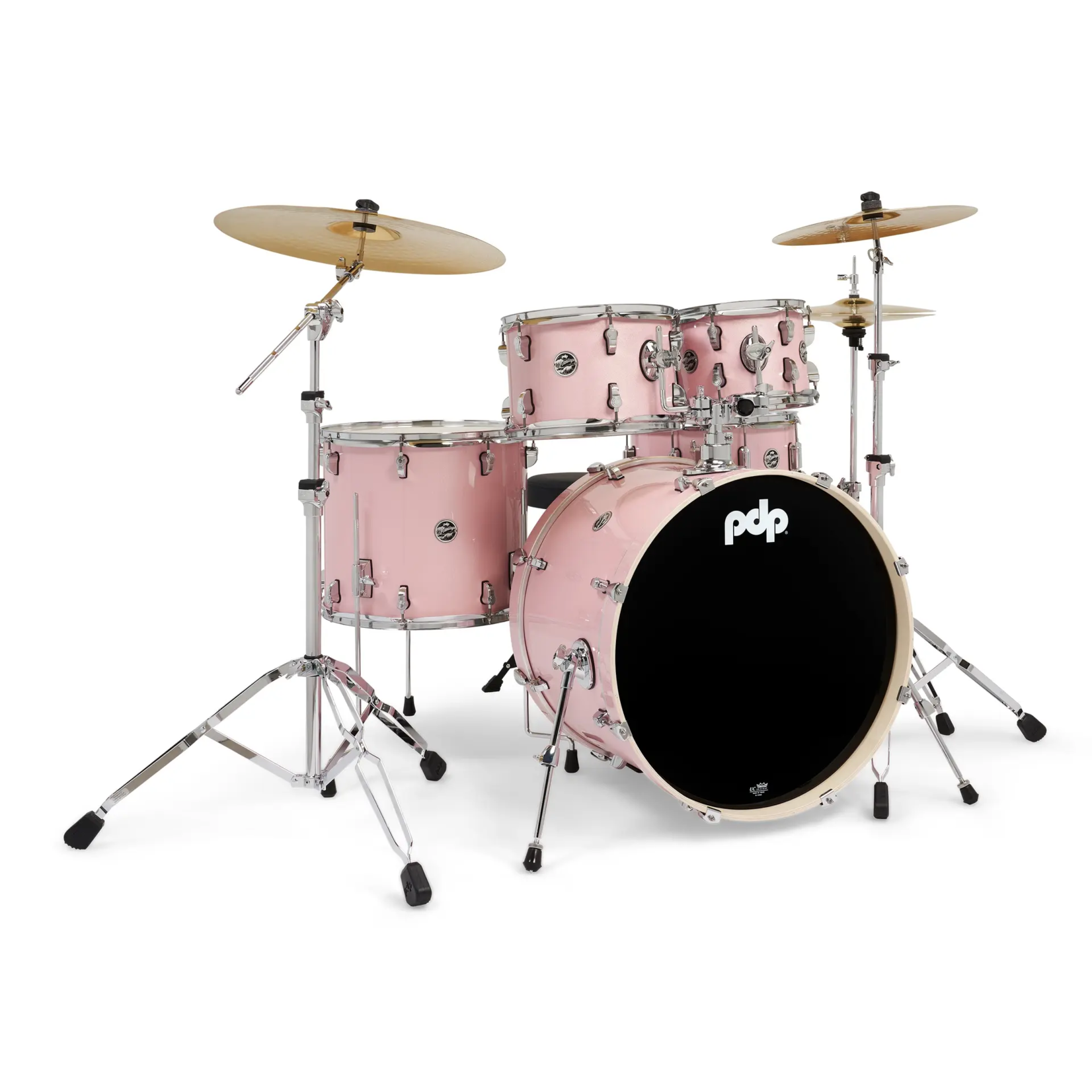 PDP PDP Mainstage 5-pc Complete Drum Set with HW, Throne, Paiste Cymbals (Pink Rose)