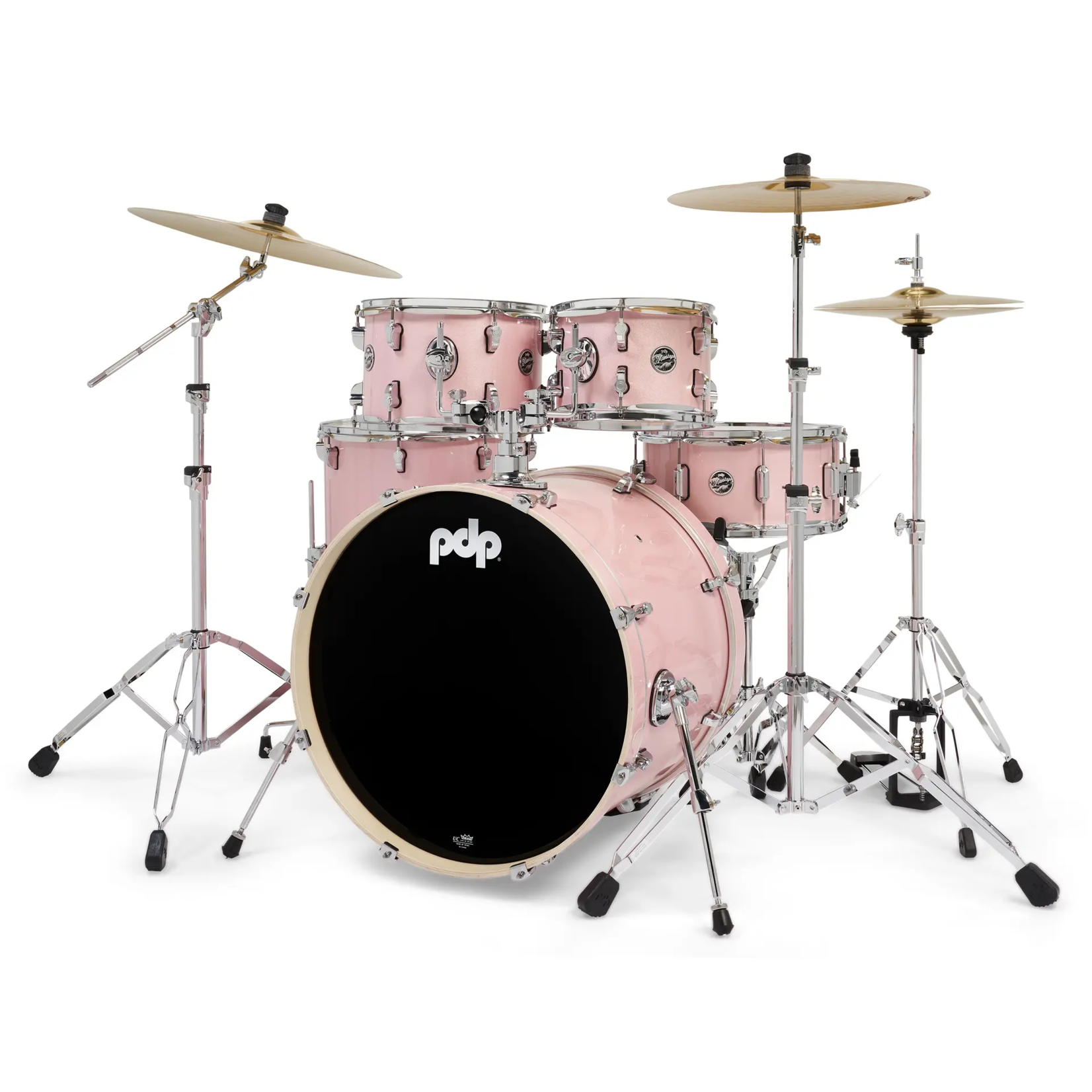 PDP PDP Mainstage 5-pc Complete Drum Set with HW, Throne, Paiste Cymbals (Pink Rose)