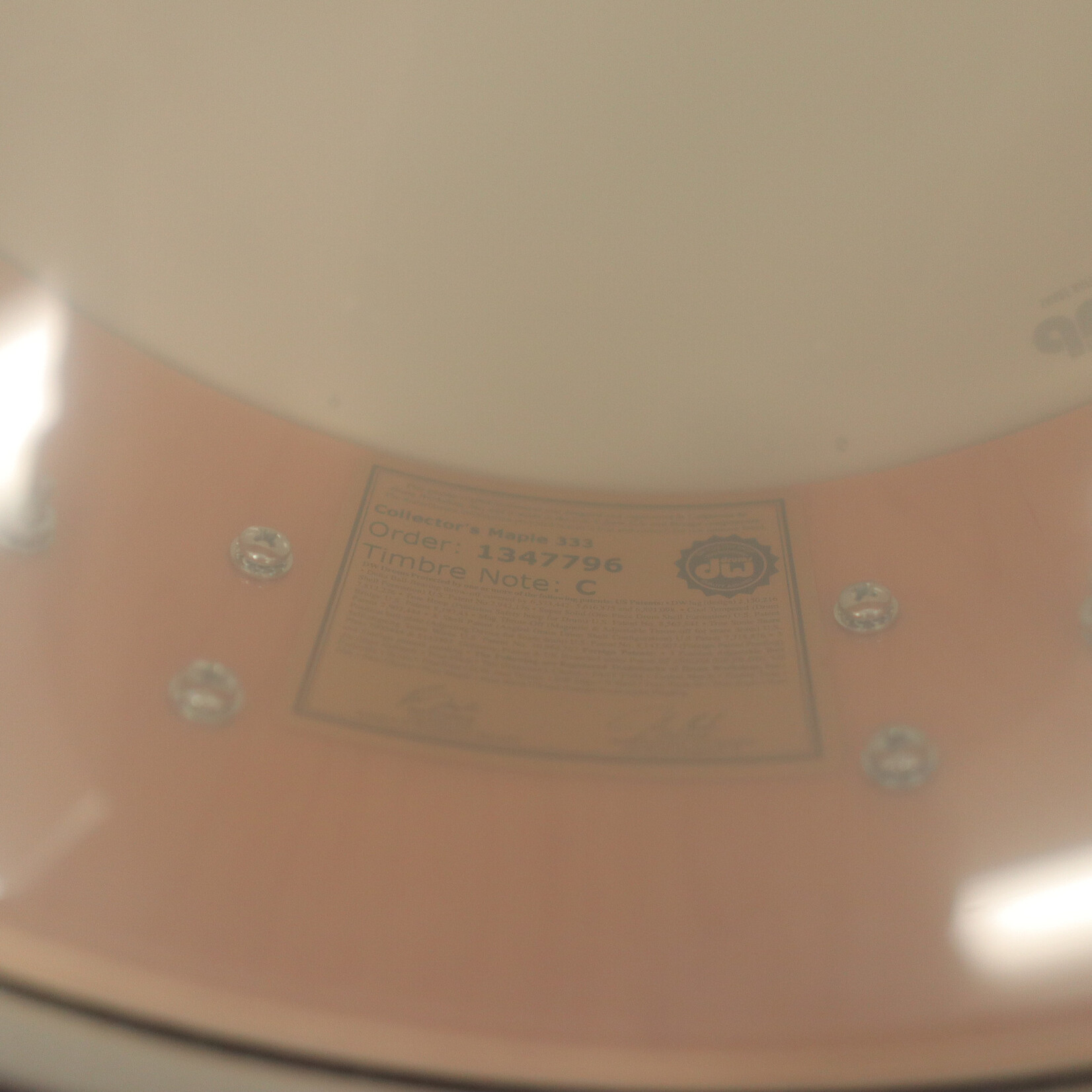 DW DW Collector's Series "333" Maple 5.5x14" Snare Drum (Broken Glass w/ Chrome Hardware)