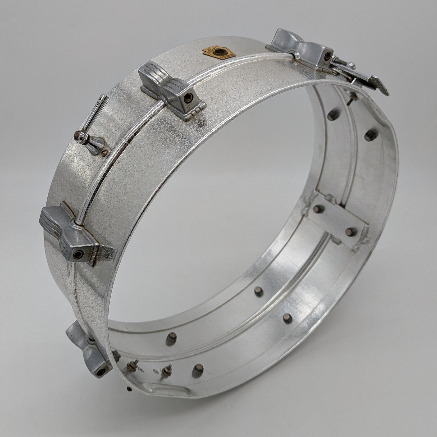 Ludwig 1962-1963 Ludwig Prototype Acrolite 8-Lug 5x14" Snare Drum Shell Pre-Serial (Textured Aluminum w/ Aluminum Lugs)