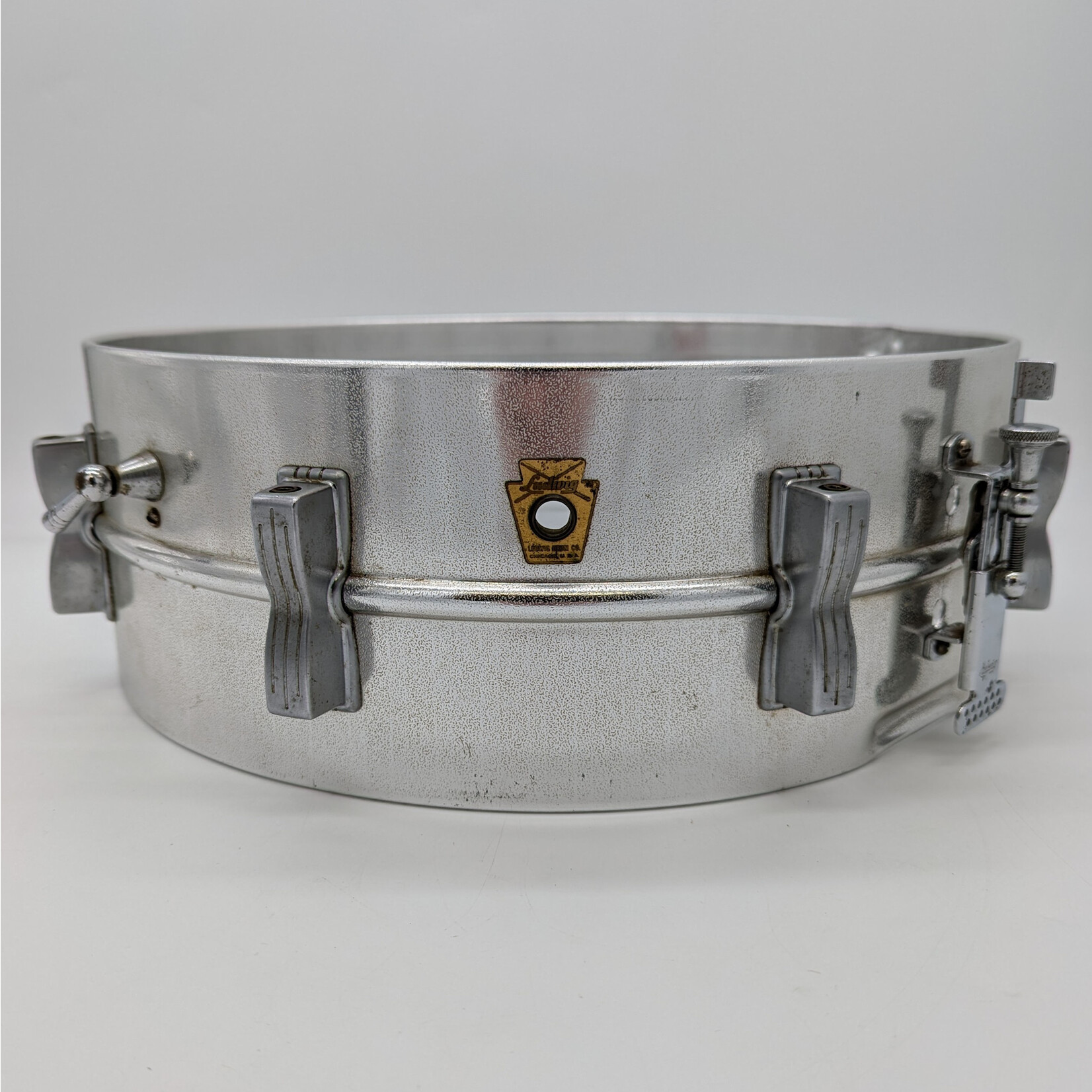 Ludwig 1962-1963 Ludwig Prototype Acrolite 8-Lug 5x14" Snare Drum Shell Pre-Serial (Textured Aluminum w/ Aluminum Lugs)