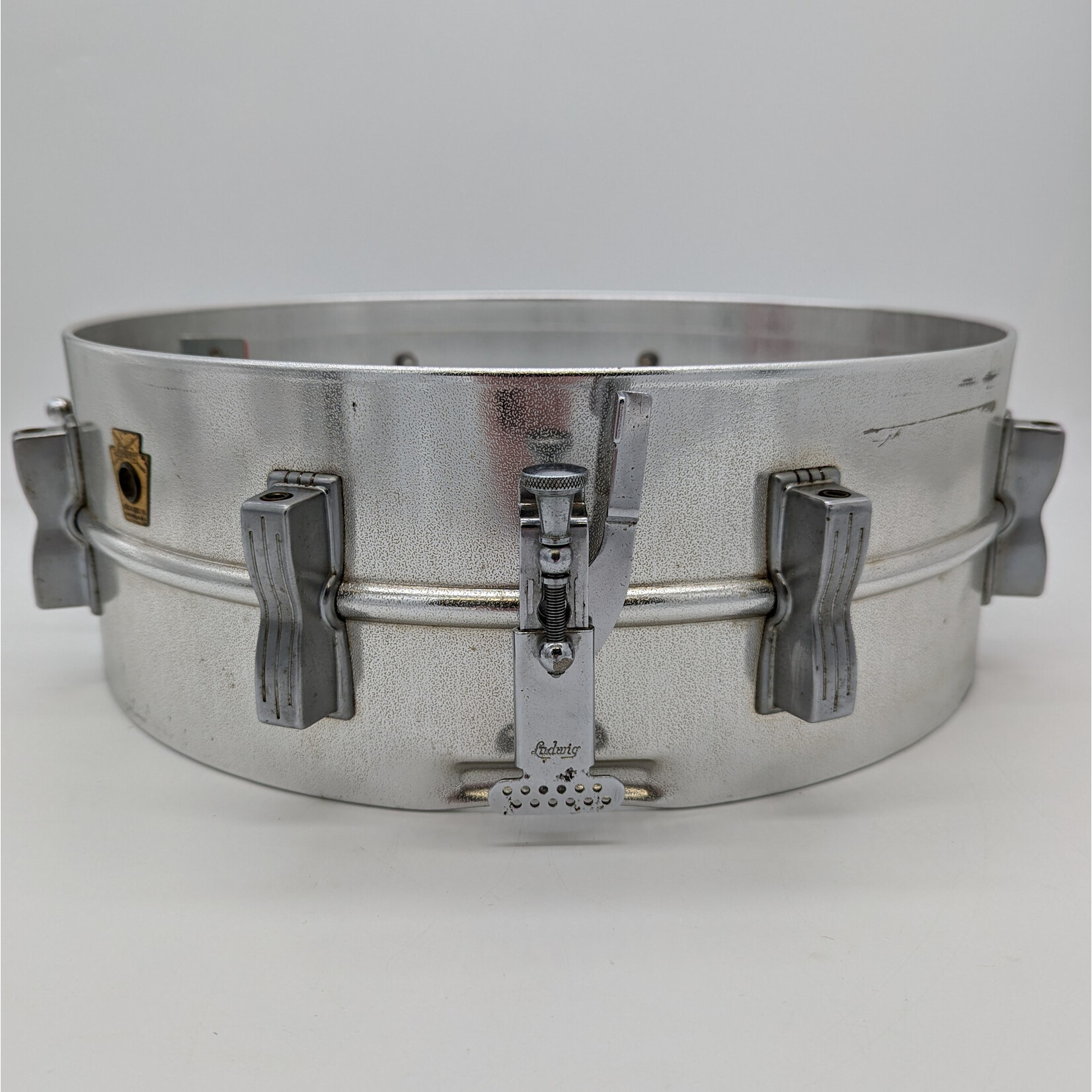 Ludwig 1962-1963 Ludwig Prototype Acrolite 8-Lug 5x14" Snare Drum Shell Pre-Serial (Textured Aluminum w/ Aluminum Lugs)