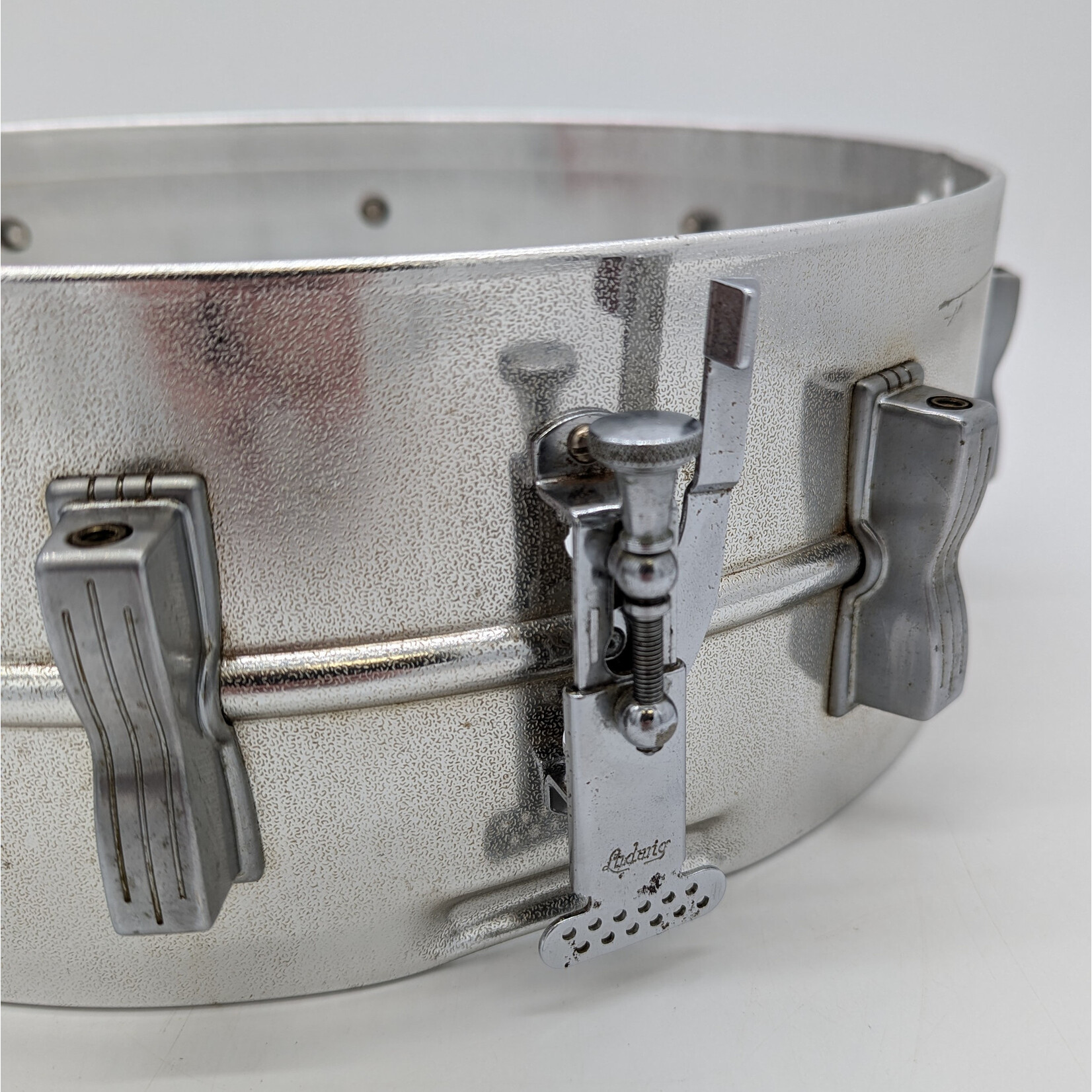 Ludwig 1962-1963 Ludwig Prototype Acrolite 8-Lug 5x14" Snare Drum Shell Pre-Serial (Textured Aluminum w/ Aluminum Lugs)